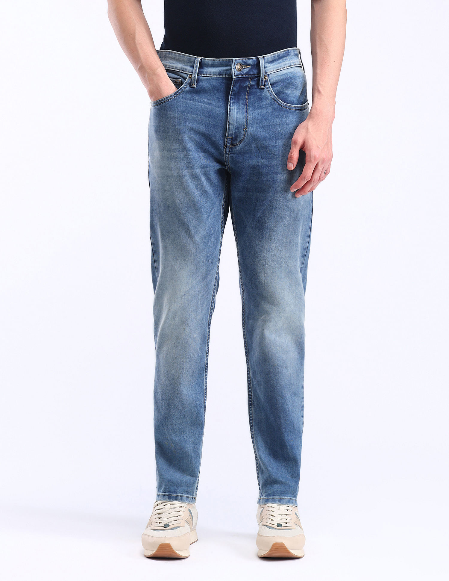 Flying Machine Slash Slim Tapered Stone Wash Jeans