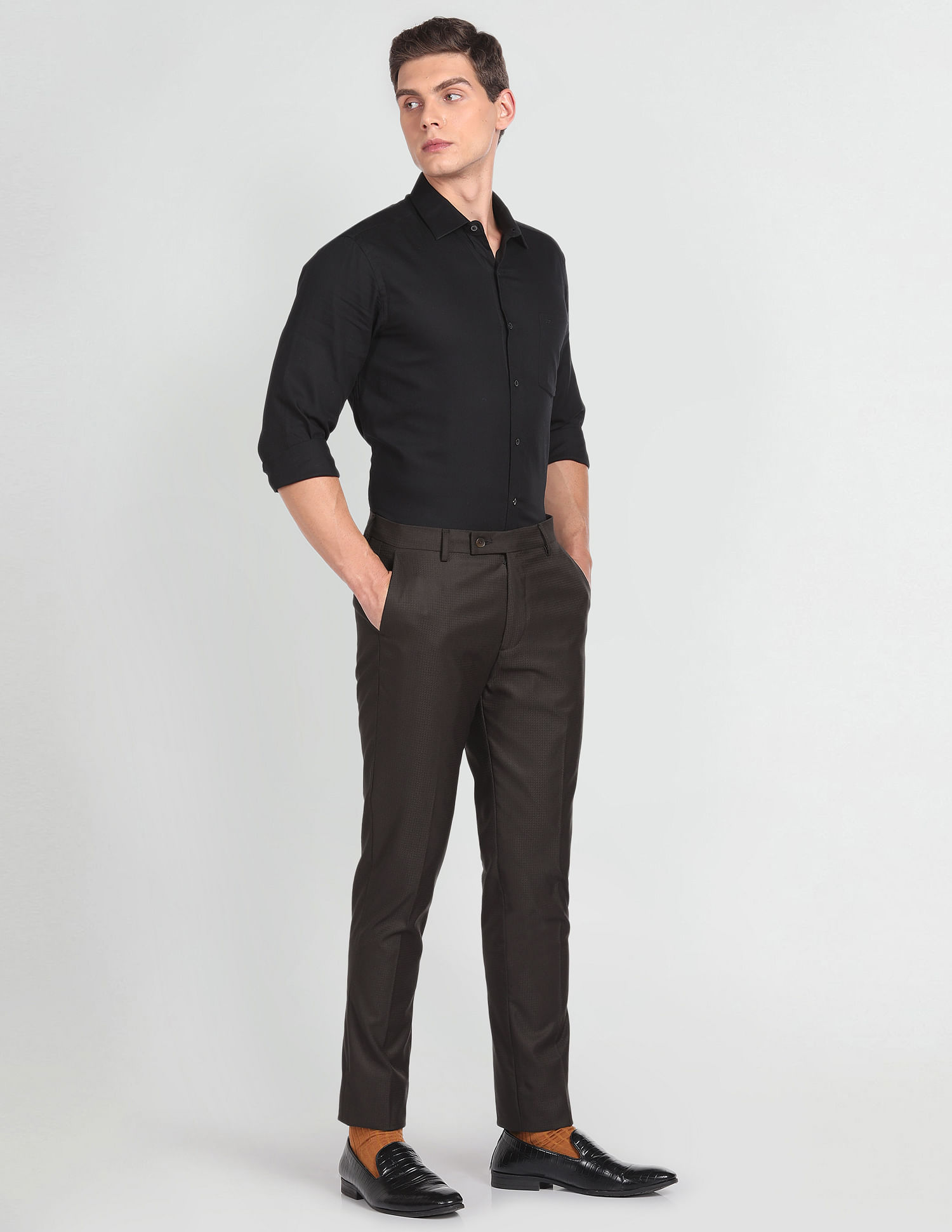 Arrow Jackson Super Slim Fit Dobby Formal Trousers