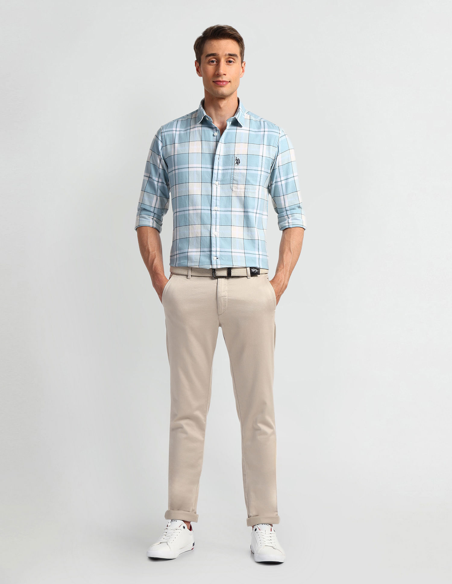 U.S. Polo Assn. Denim Co. Windowpane Checked Slim Fit Shirt