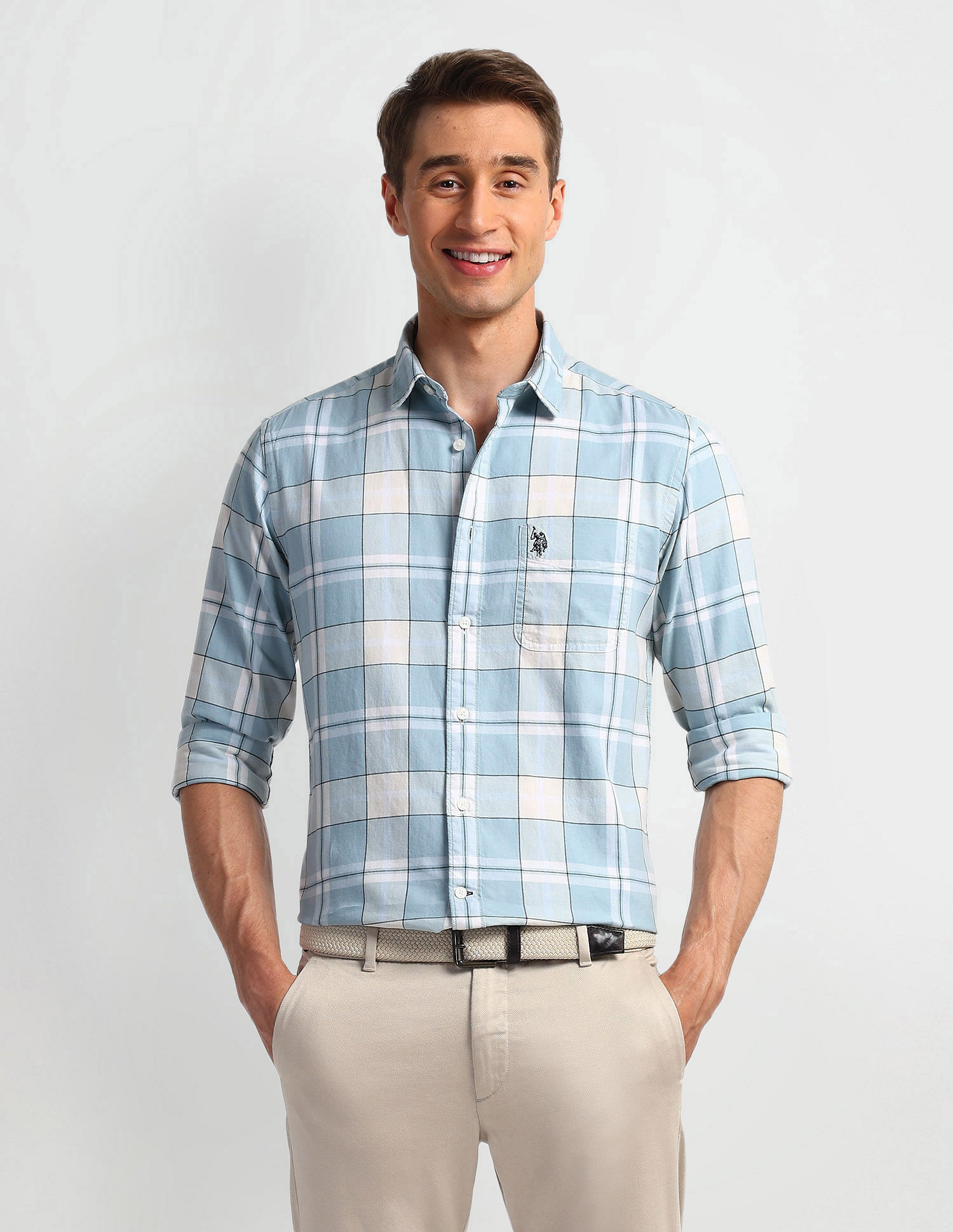 U.S. Polo Assn. Denim Co. Windowpane Checked Slim Fit Shirt