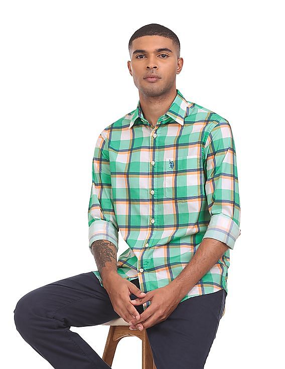 U.S. Polo Assn. Spread Collar Check Casual Shirt