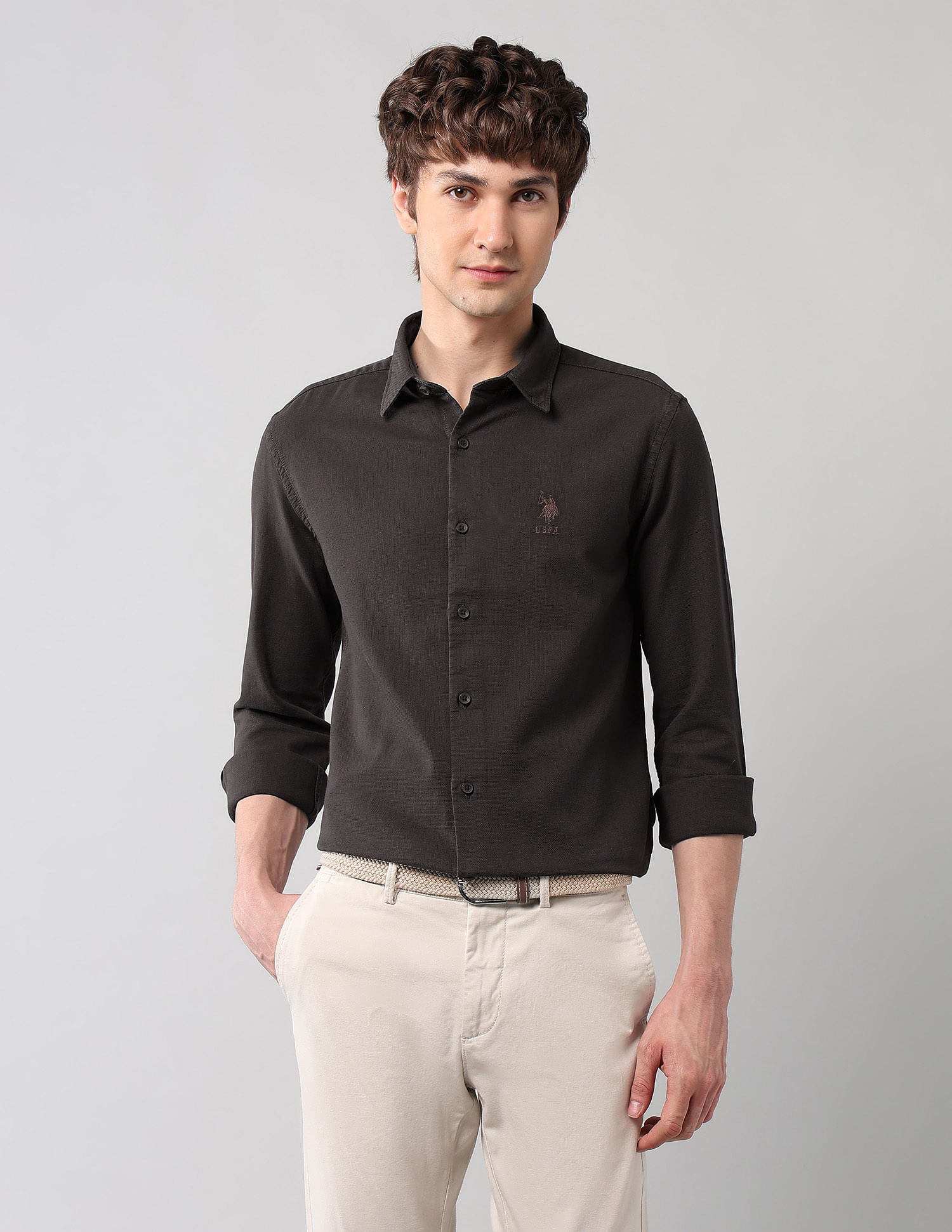 U.S. Polo Assn. Denim Co. Pure Cotton Regular Fit Dobby Shirt