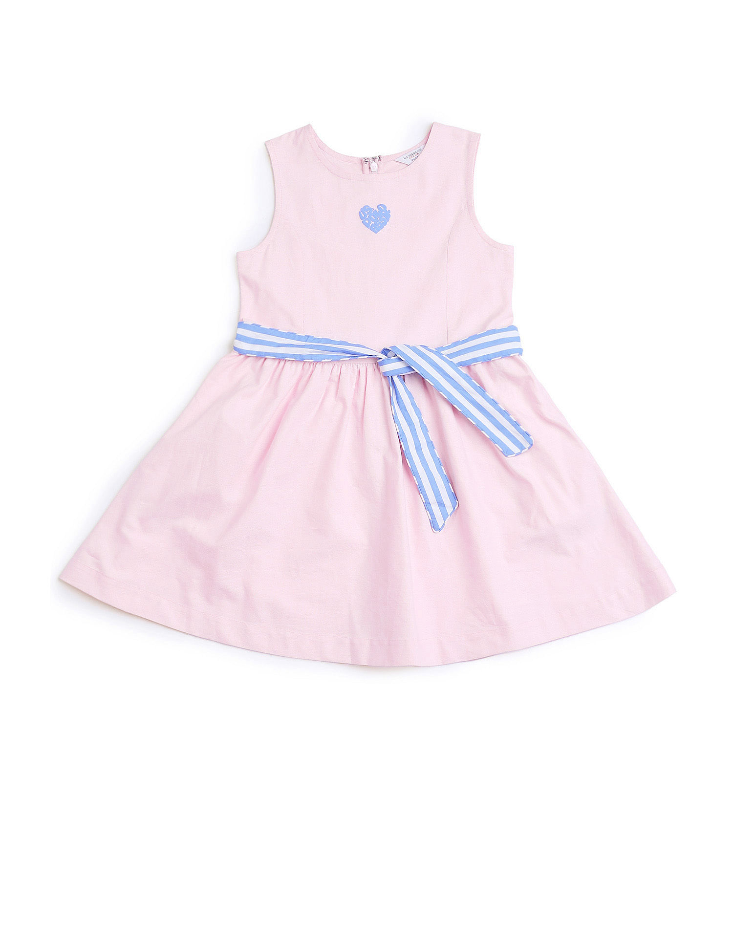 U.S. Polo Assn. Kids Girls Belted Fit And Flare Dress
