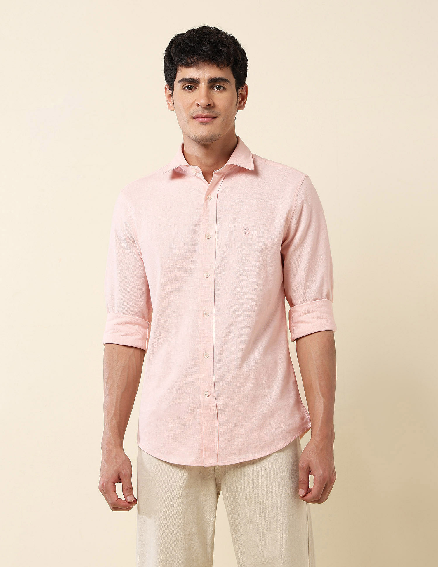 U.S. Polo Assn. Tailored Fit Pure Cotton Dobby Shirt