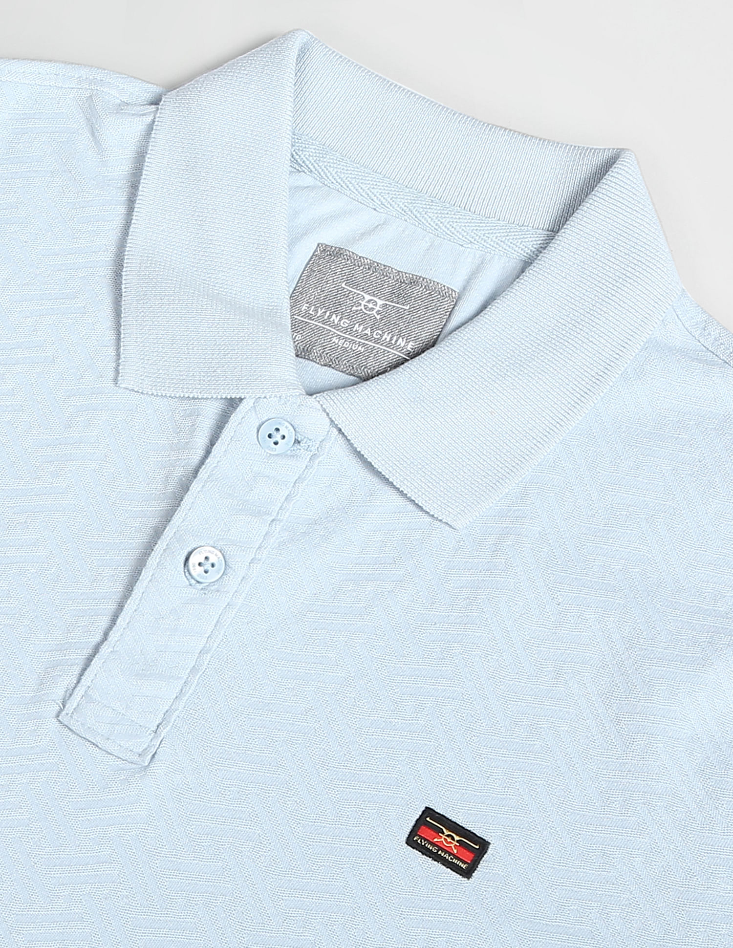 Flying Machine Pattern Knit Cotton Polo Shirt