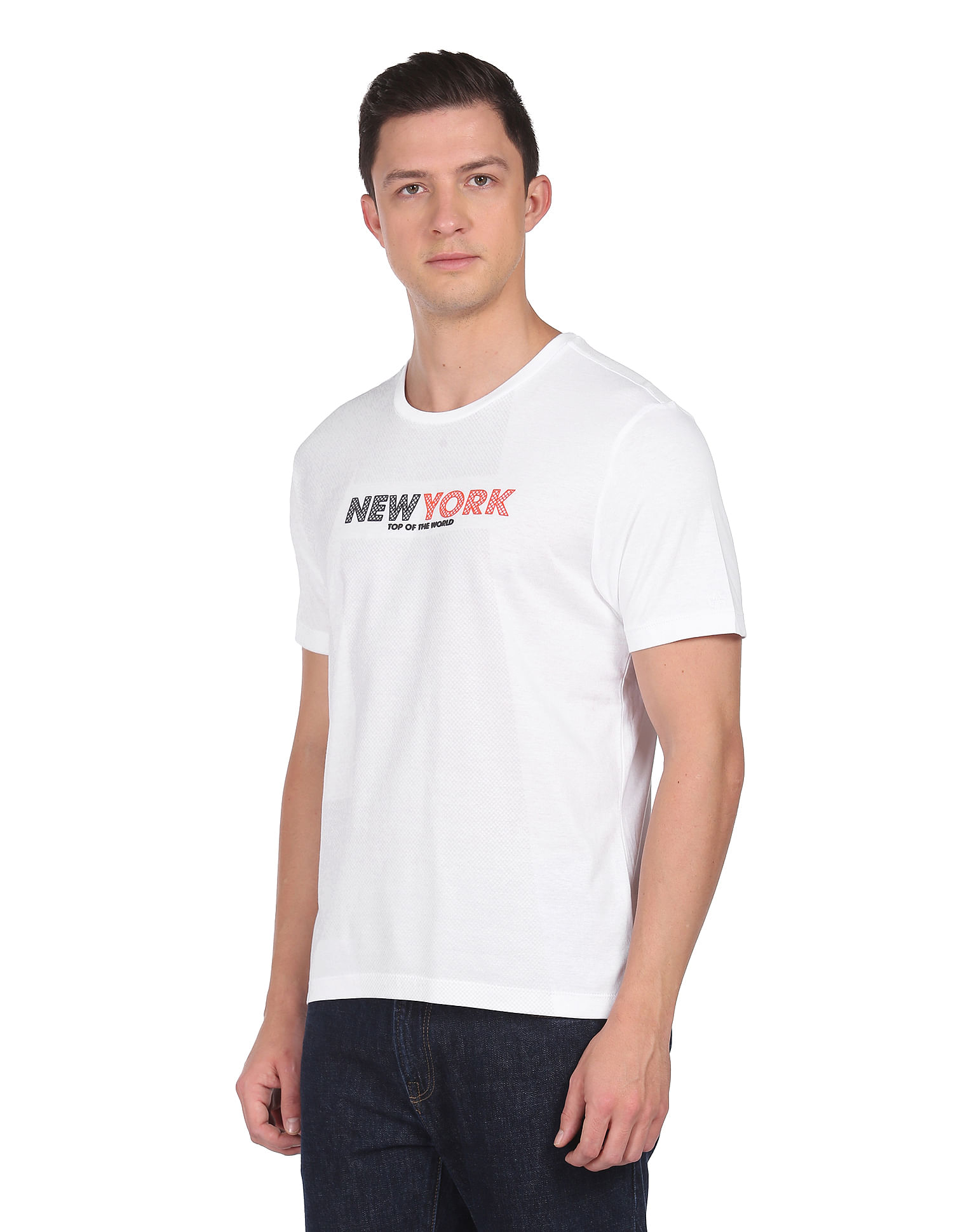 Buy Arrow Newyork Brand Print Cotton T-Shirt - NNNOW.com