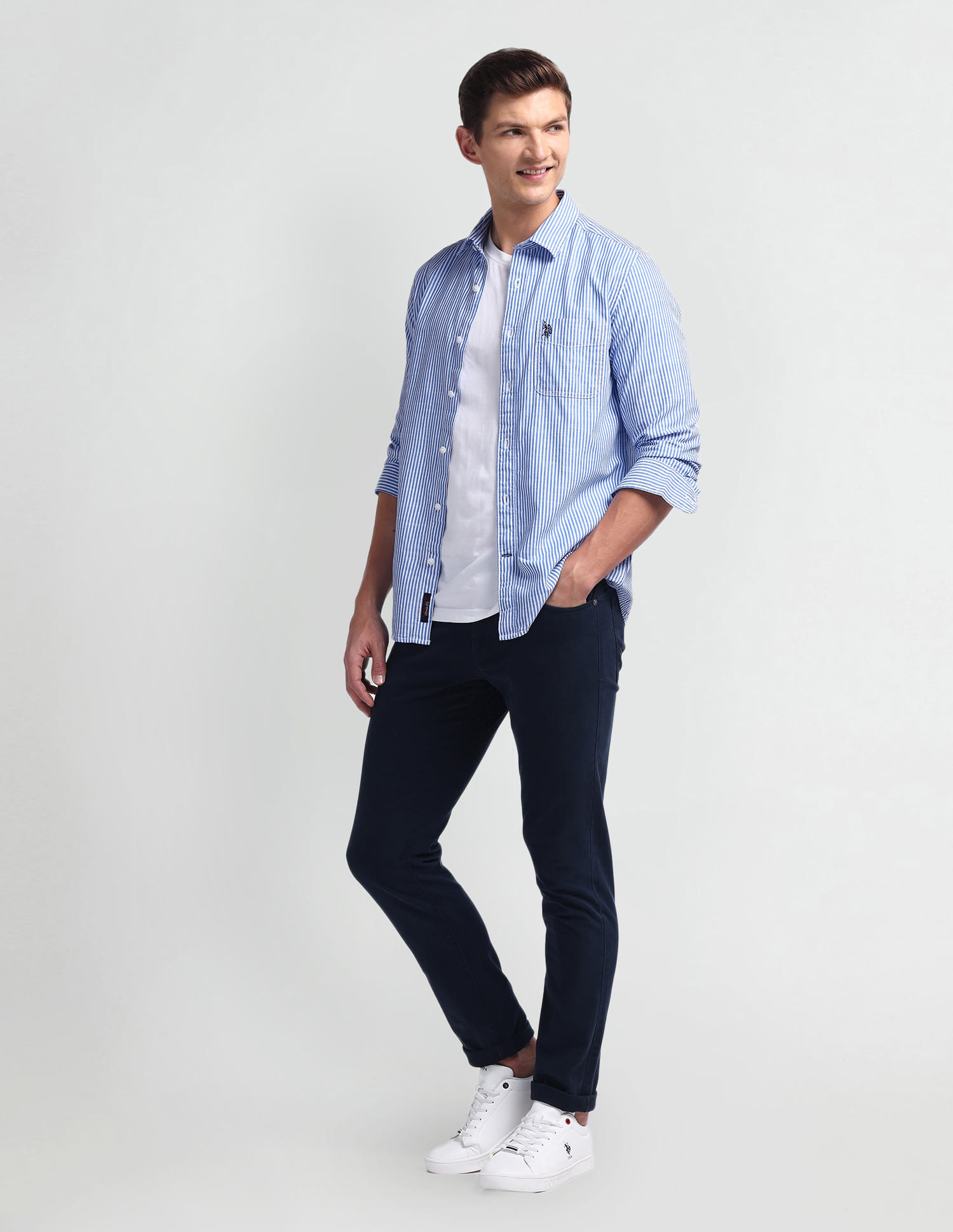 Buy U.S. Polo Assn. Denim Co. Vertical Stripe Slim Fit Shirt