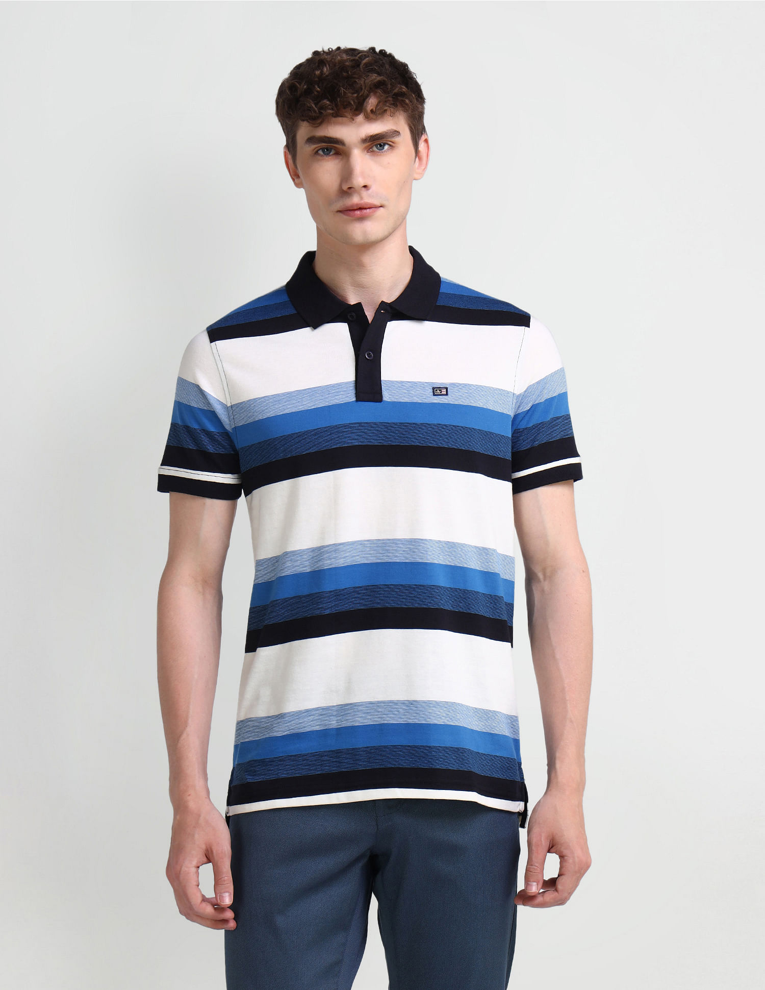 Arrow Sport Horizontal Striped Cotton Polo Shirt