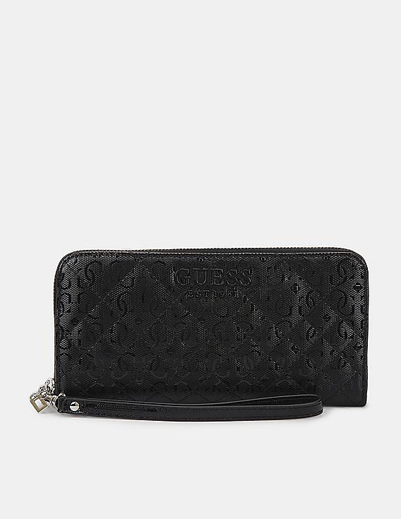 Buy GUESS Women Black Queenie SLG Large Zip Around Wallet NNNOW