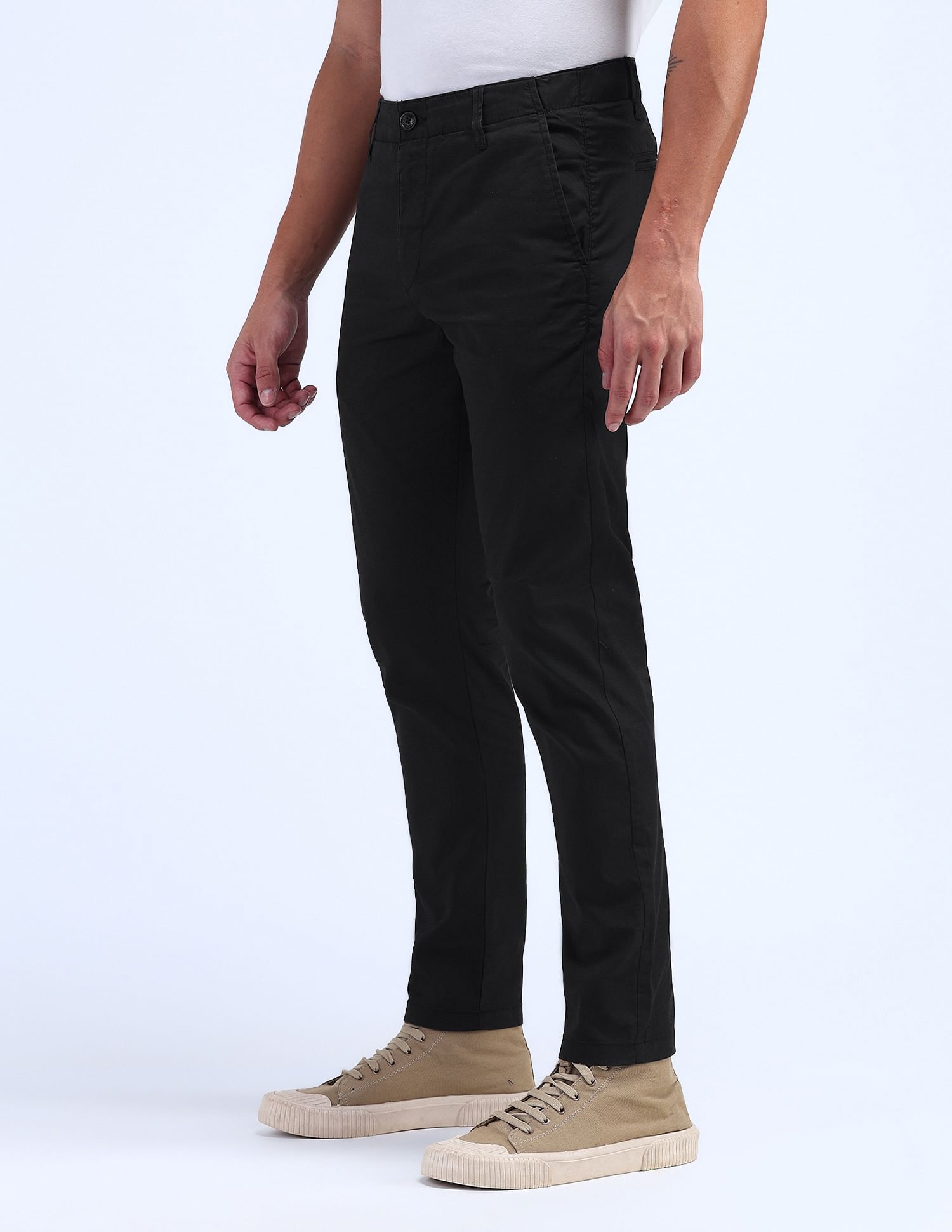 Flying Machine Slash Slim Tapered Fit Solid Trousers