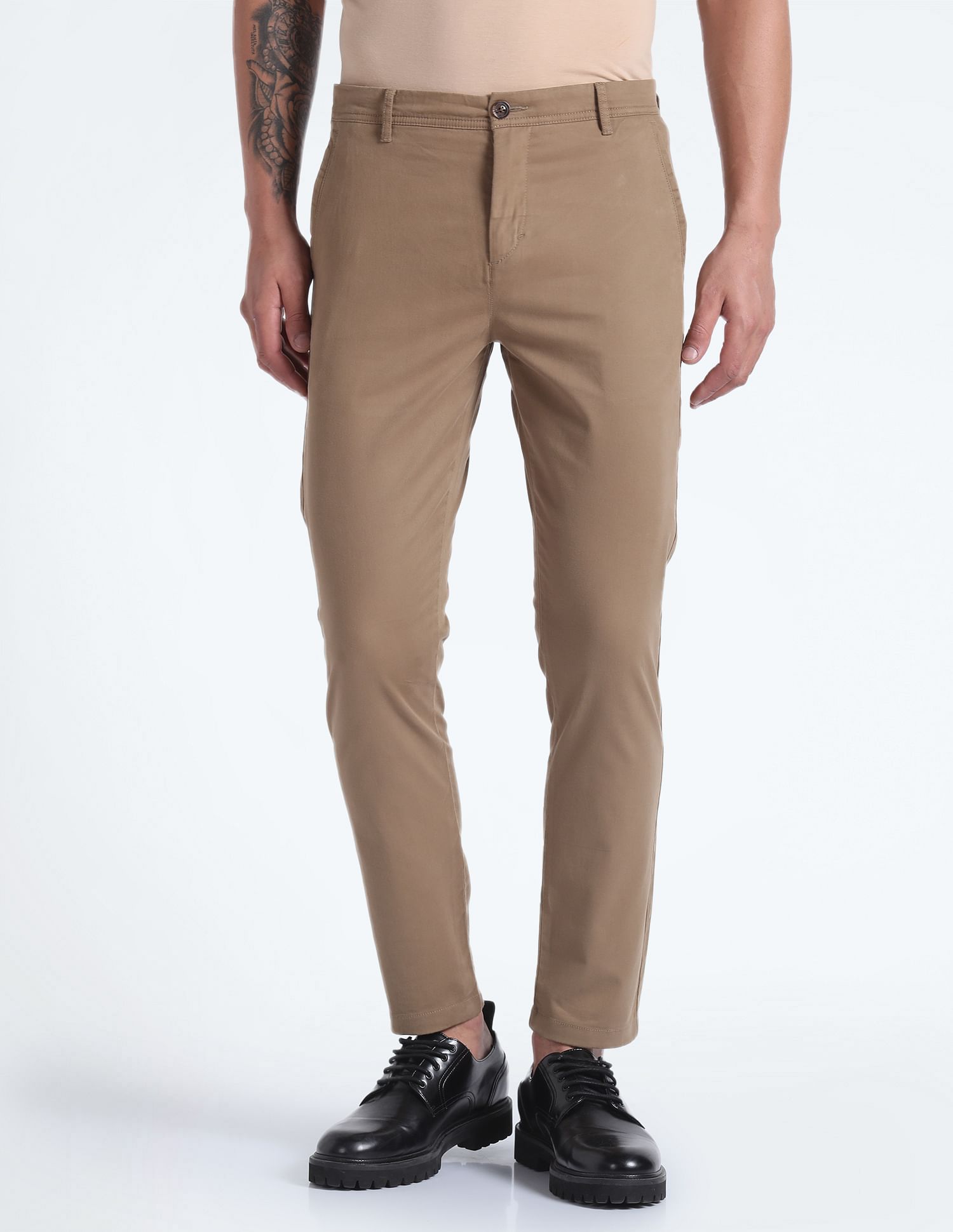 Flying Machine Slash Slim Tapered Fit Solid Trousers