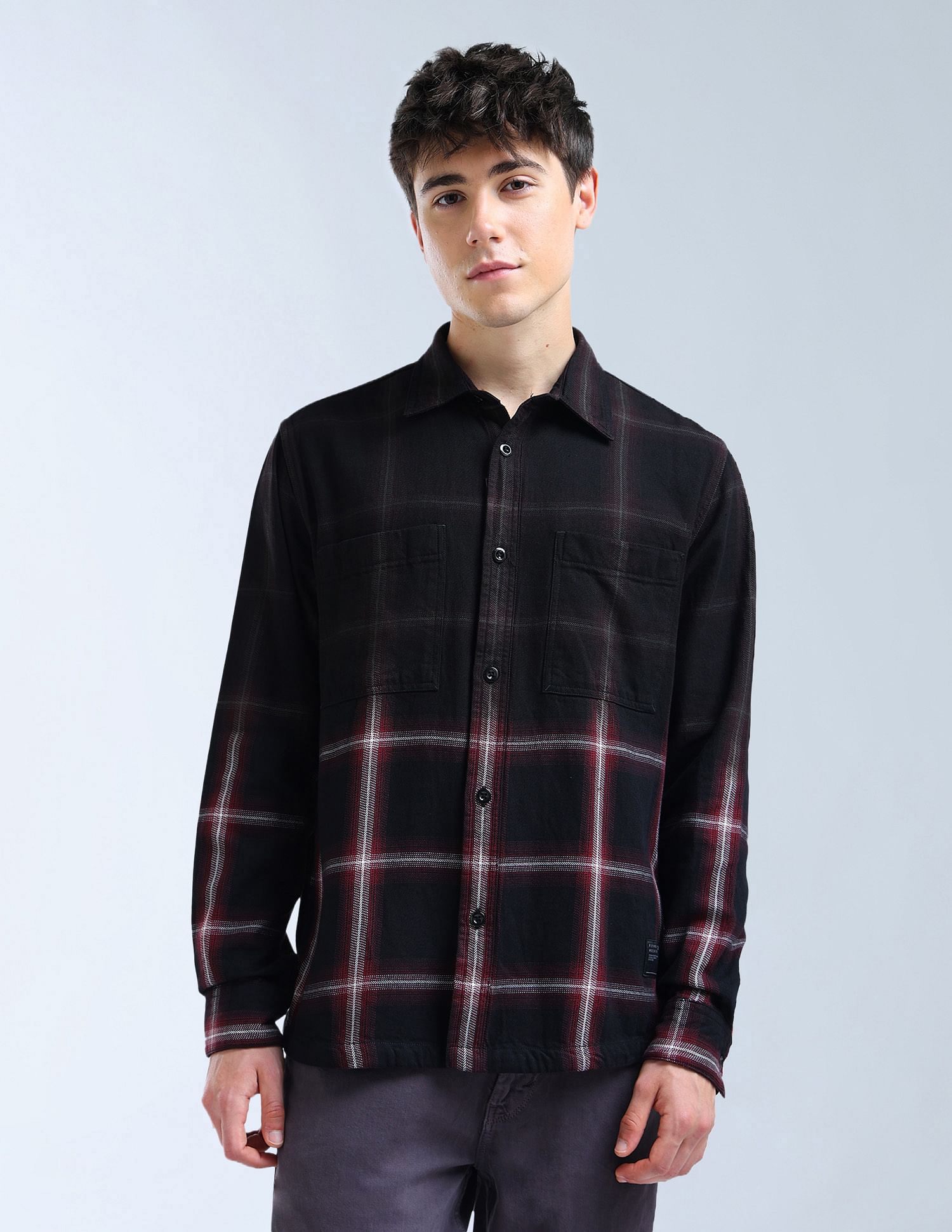 Flying Machine Tartan Checked Pure Cotton Shacket
