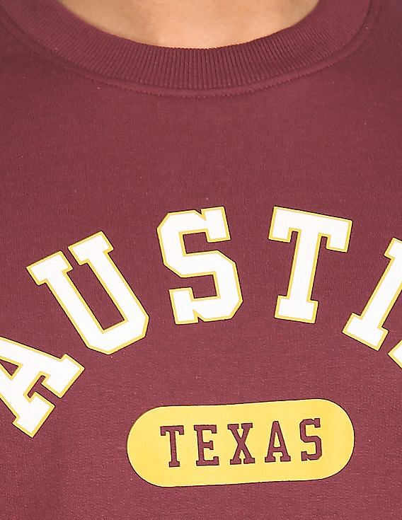 Aeropostale Men Burgundy Round Neck Graphic Print Sweatshirt