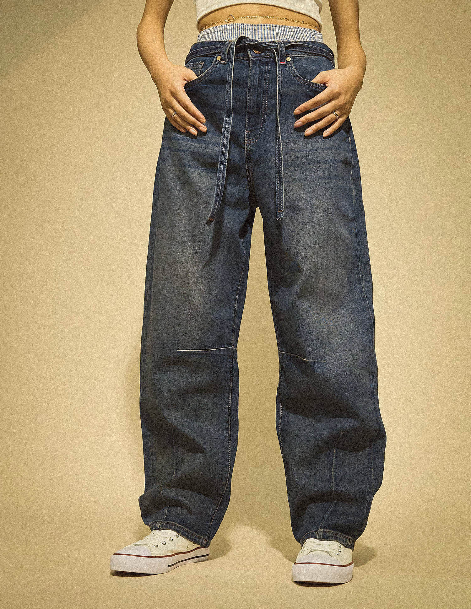 Flying Machine Women K-Street X Baggy Balloon Fit Belt Tie Up Jeans