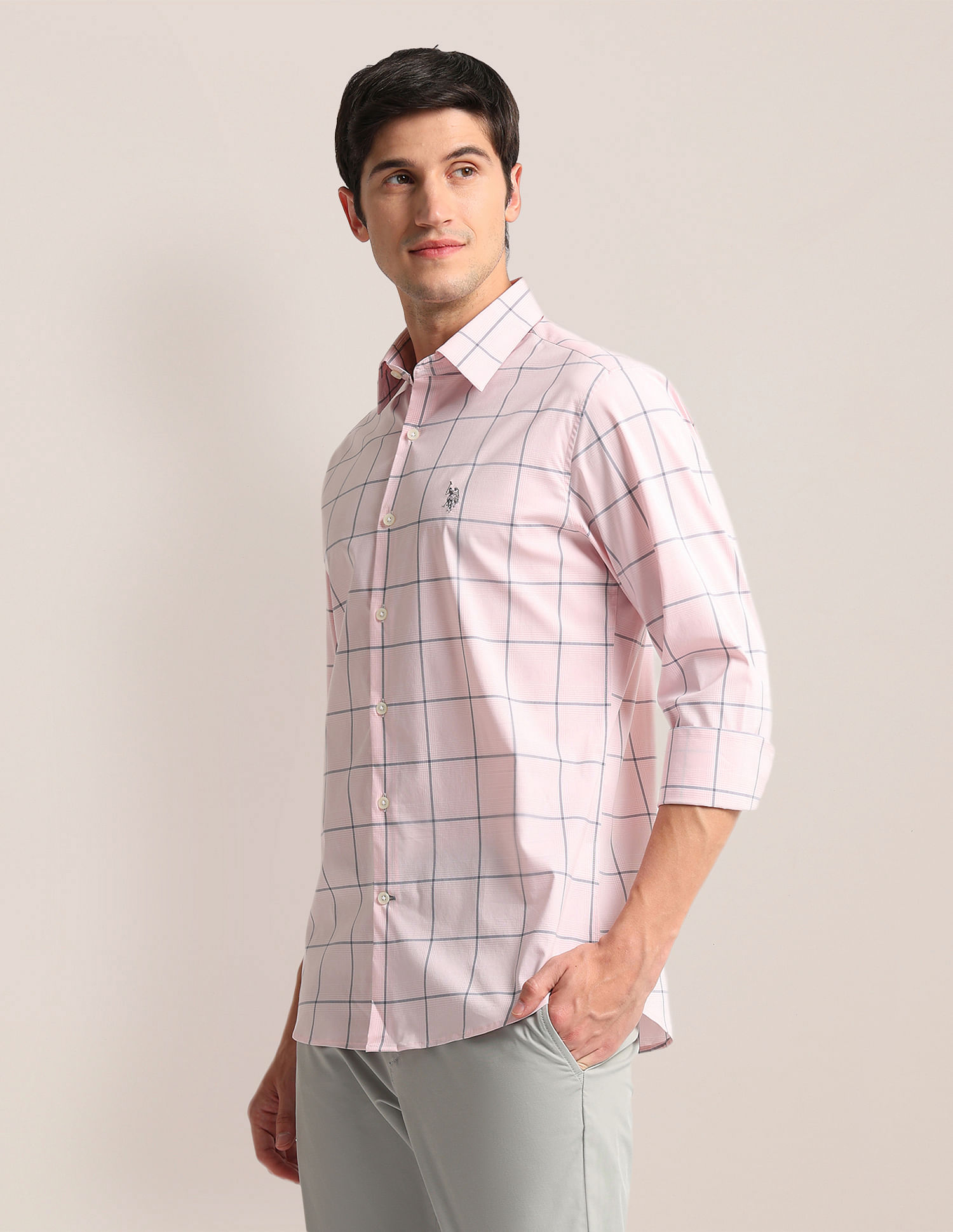 U.S. Polo Assn. Semi Cutaway Collar Tartan Check Shirt
