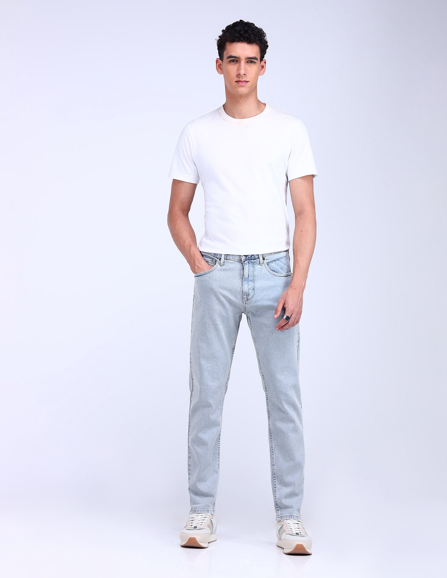 Flying Machine Slash Slim Tapered Bleached Jeans