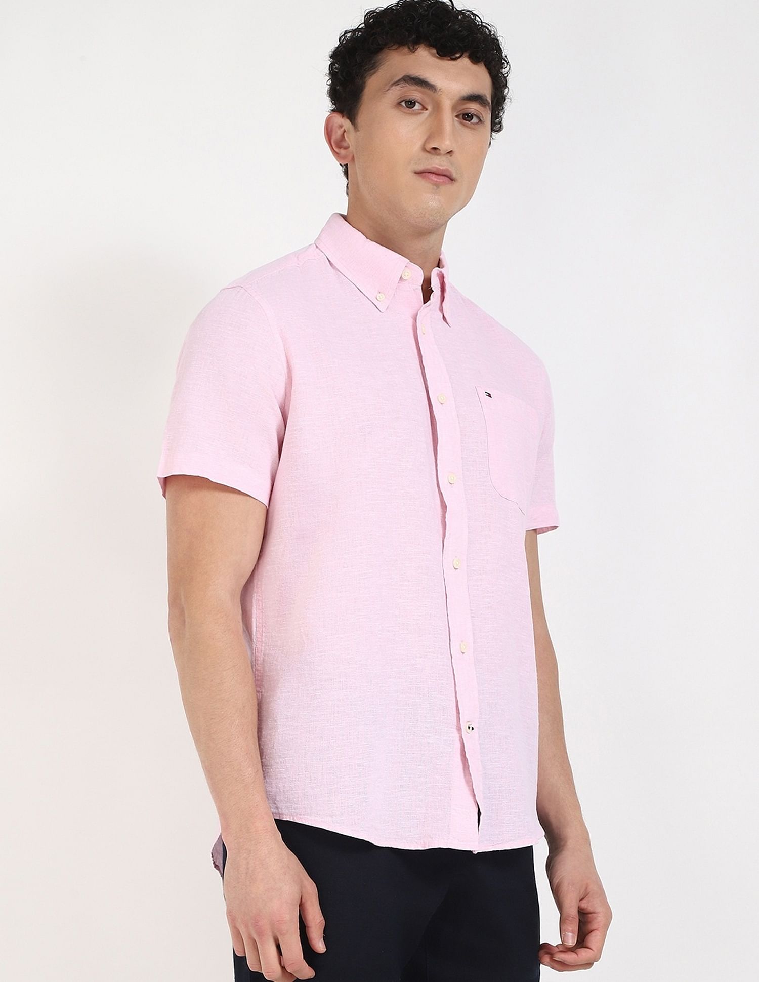 Tommy Hilfiger Solid Regular-Fit Cotton Shirt
