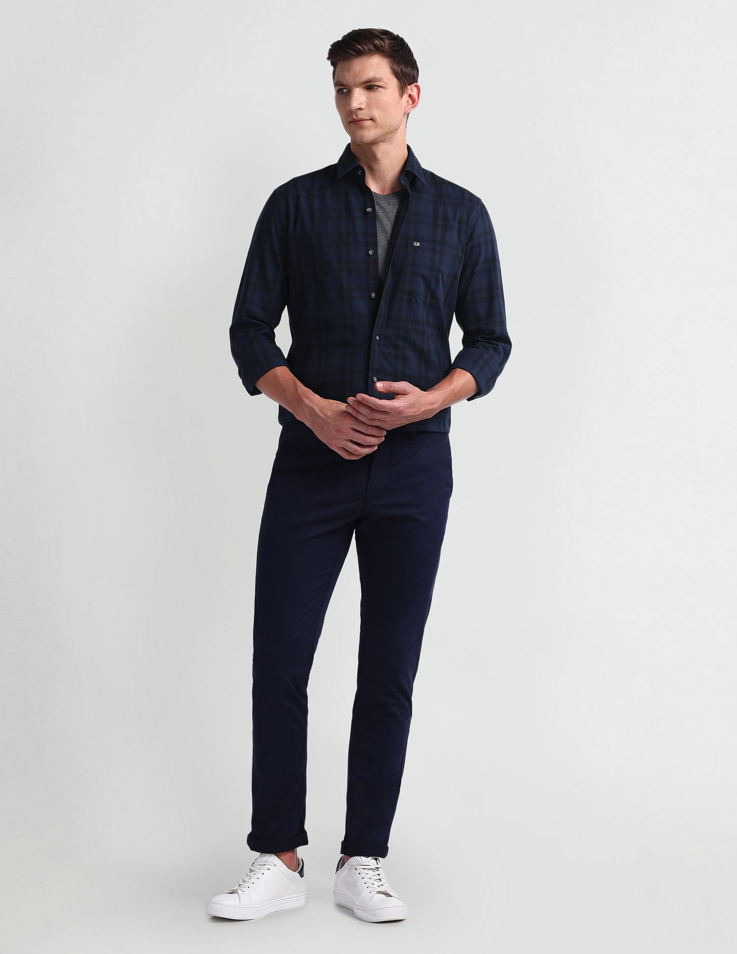 Arrow Sport Tartan Check Manhattan Slim Shirt