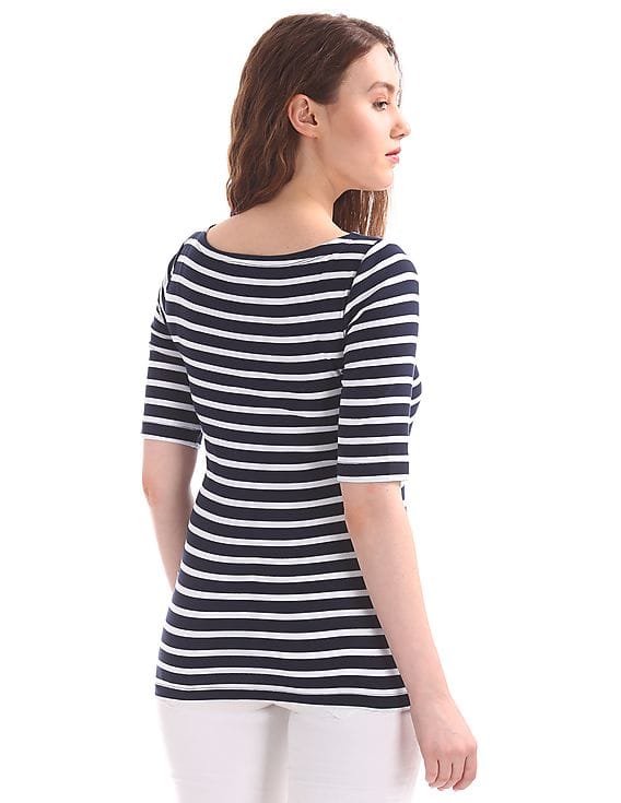 トップス N.HOOLYWOOD stripe boatneck navyblack 38 N.HOOLYWOOD stripe boatneck navyblack 38 Top - | ⁄ KAPITAL UNDONE