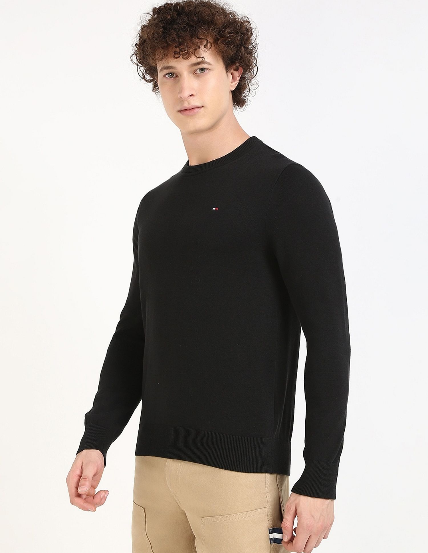 Tommy Hilfiger Solid Regular-Fit Cotton Sweater