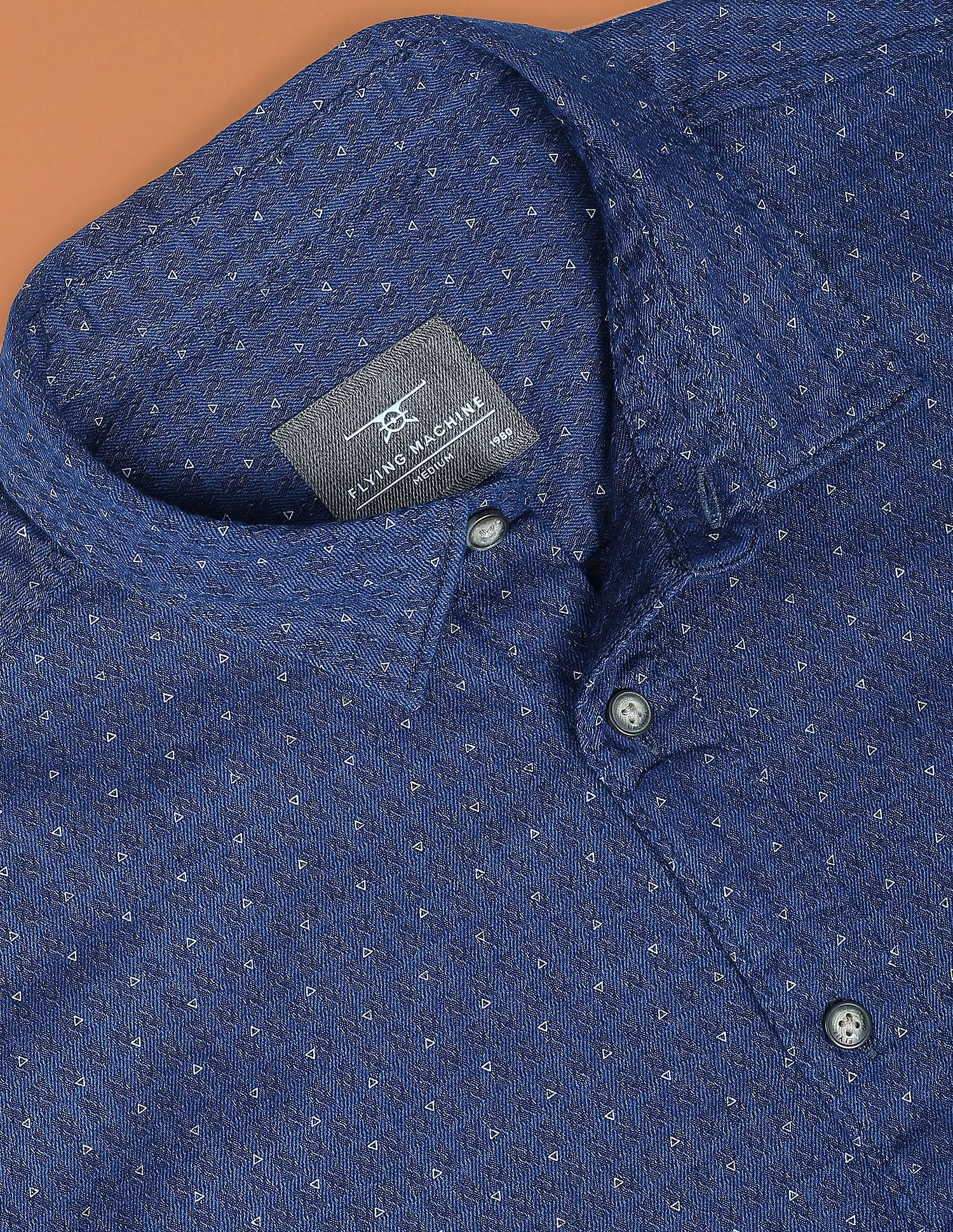 Flying Machine Patterned Print Twill Cotton Shirt