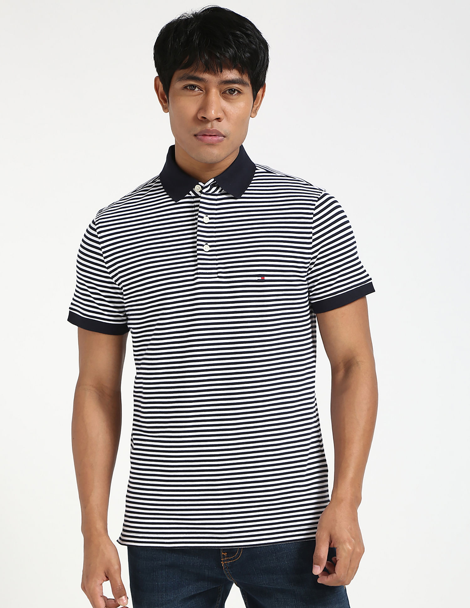 Tommy Hilfiger Striped Slim-Fit Cotton Polo Shirt
