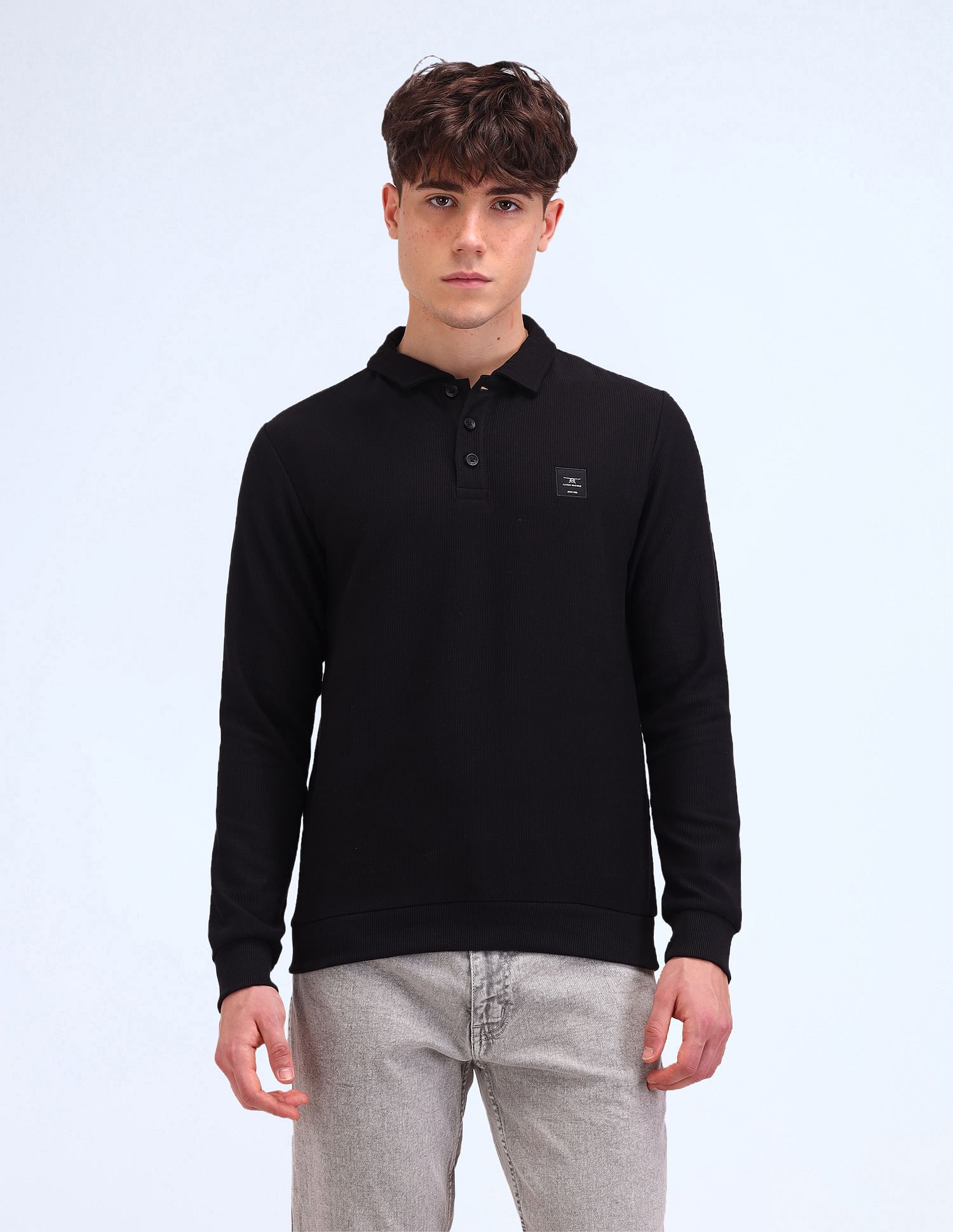 Flying Machine Solid Relaxed Fit Polo Shirt