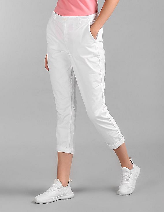 Buy GAP Women White Girlfriend Chinos With Side Stripe In Twill