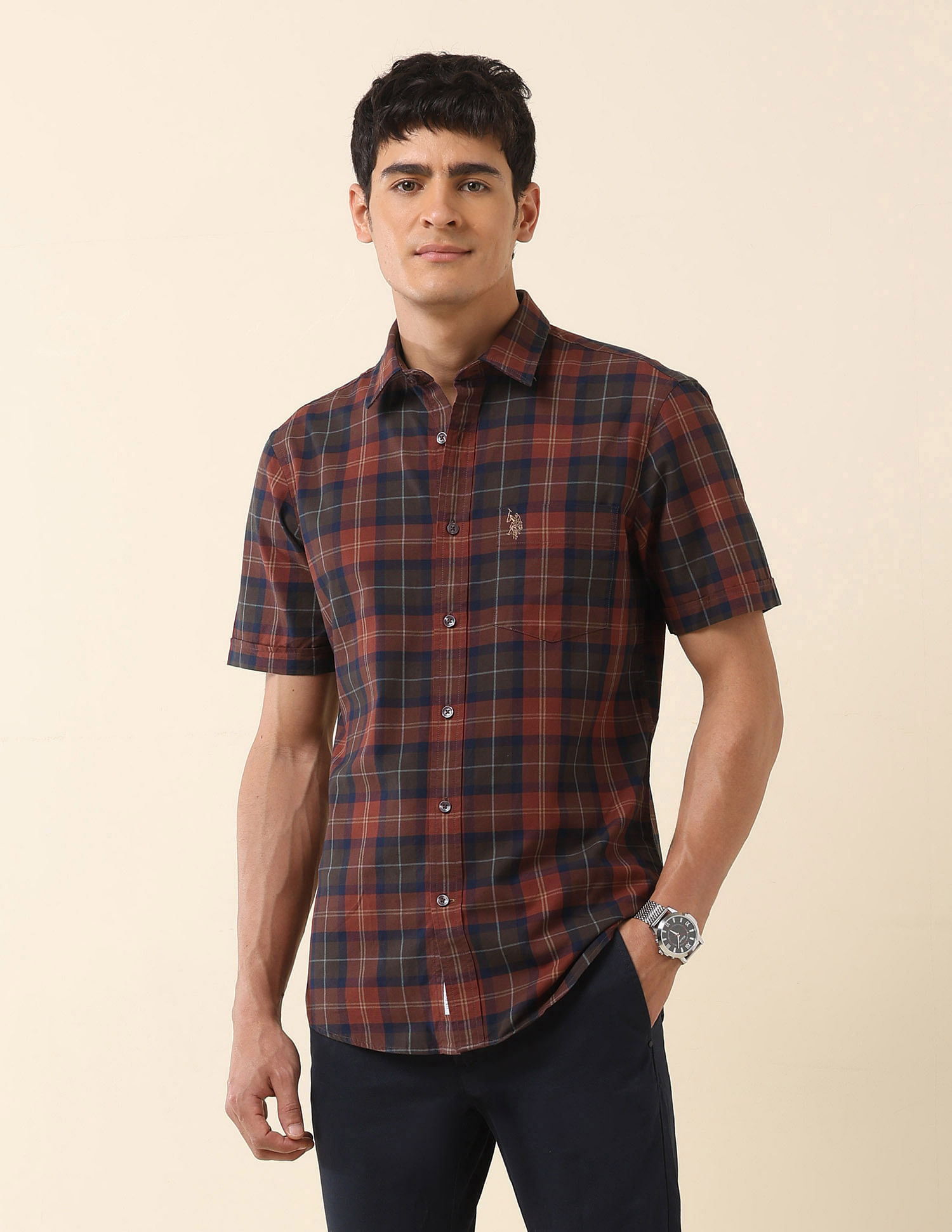 U.S. Polo Assn. Tailored Fit Tartan Checked Shirt