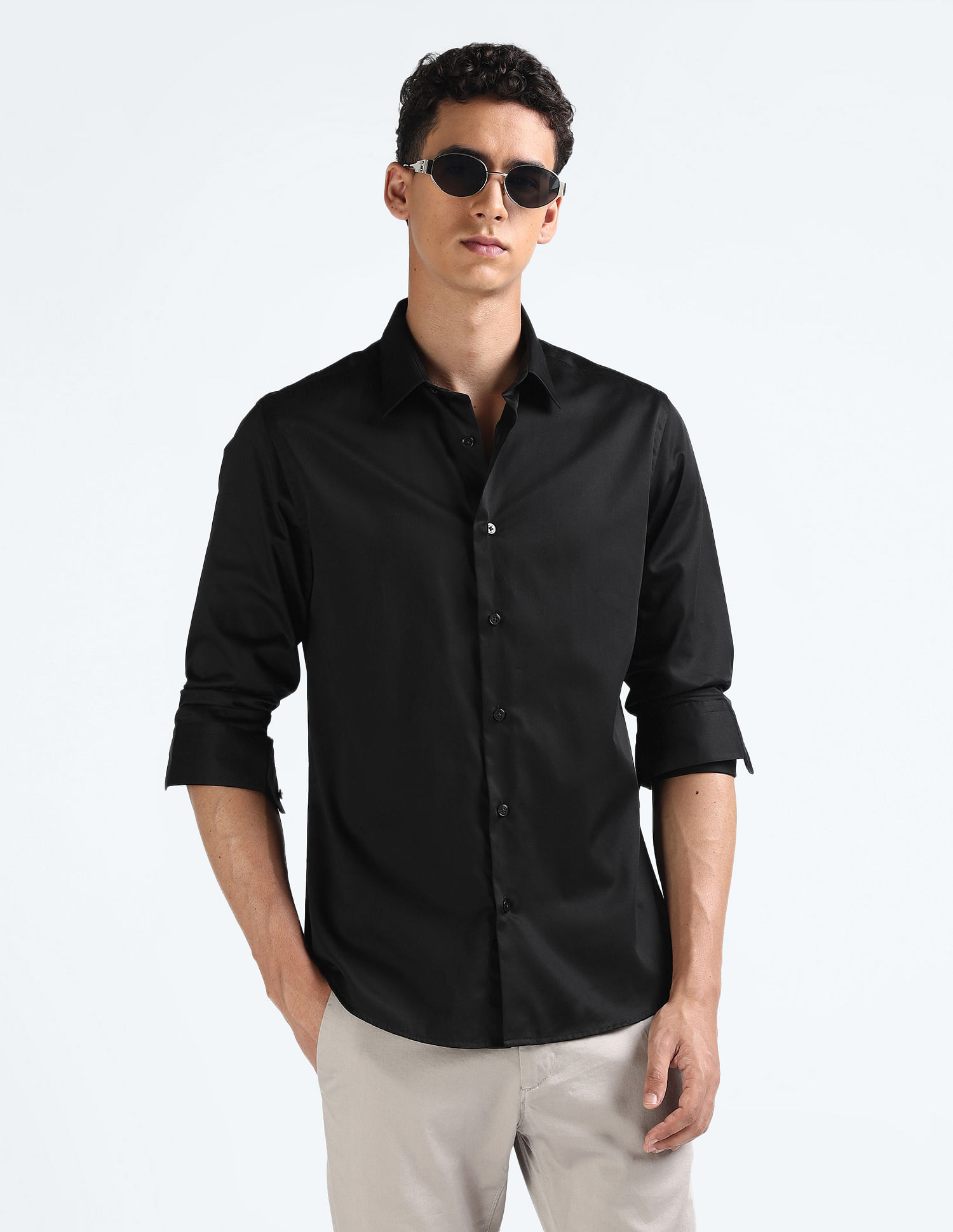 Flying Machine Sateen Cotton Slim Fit Shirt