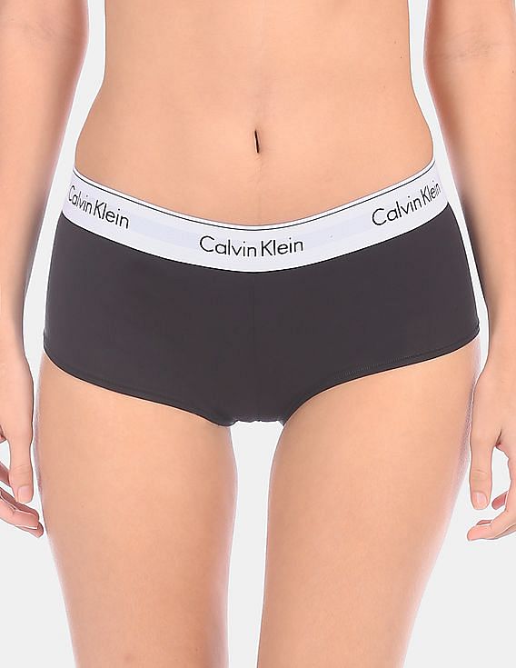 Buy Calvin Klein Underwear Women Black Mid Rise Solid Cotton Modal Stretch  Boyshorts 