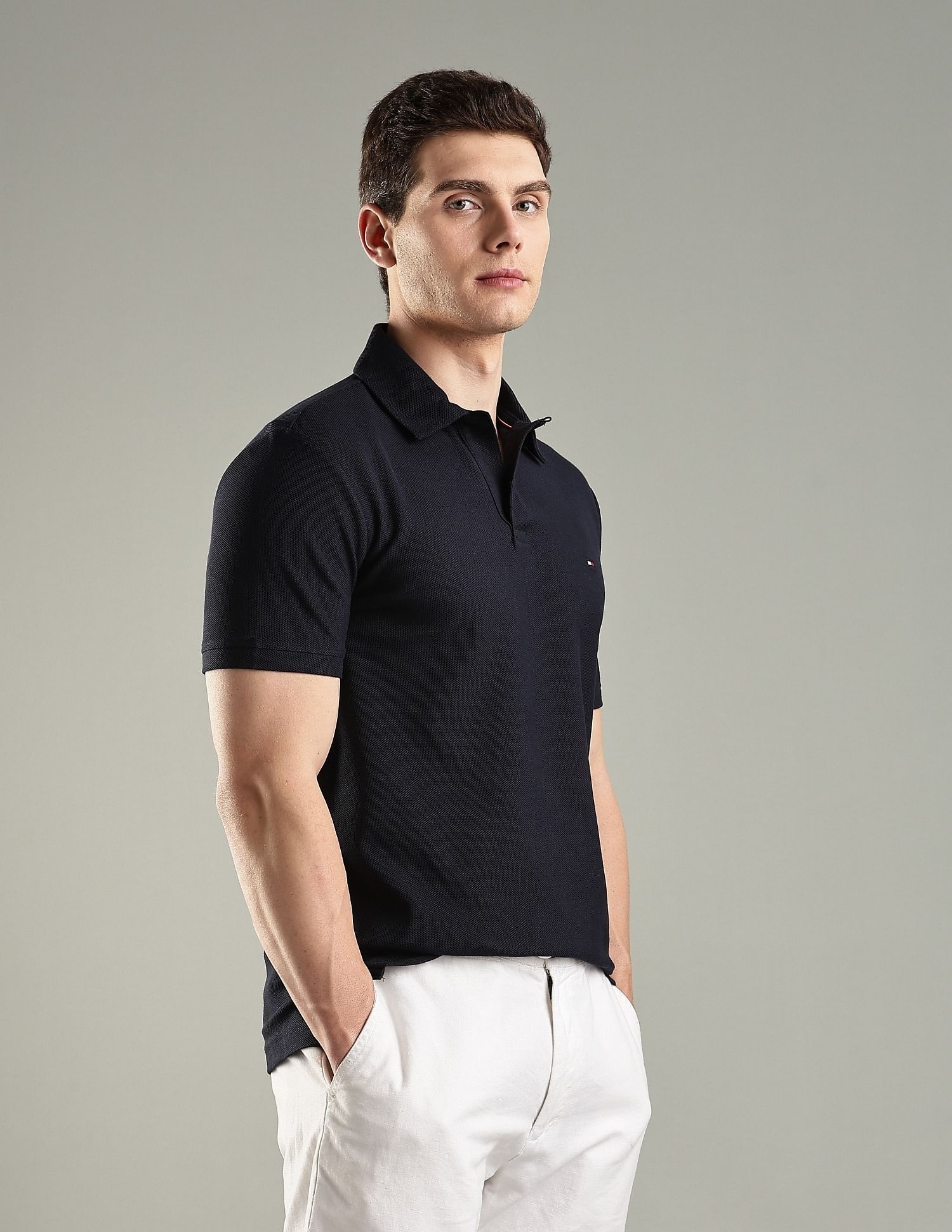 Tommy Hilfiger Solid Regular-Fit Cotton Polo T-Shirt