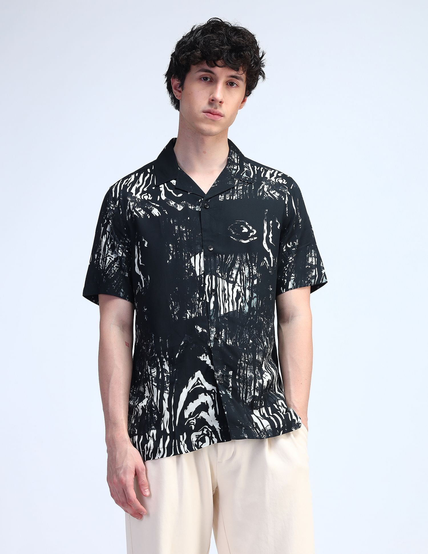 Flying Machine Printed Regular Fit Twill Shirt