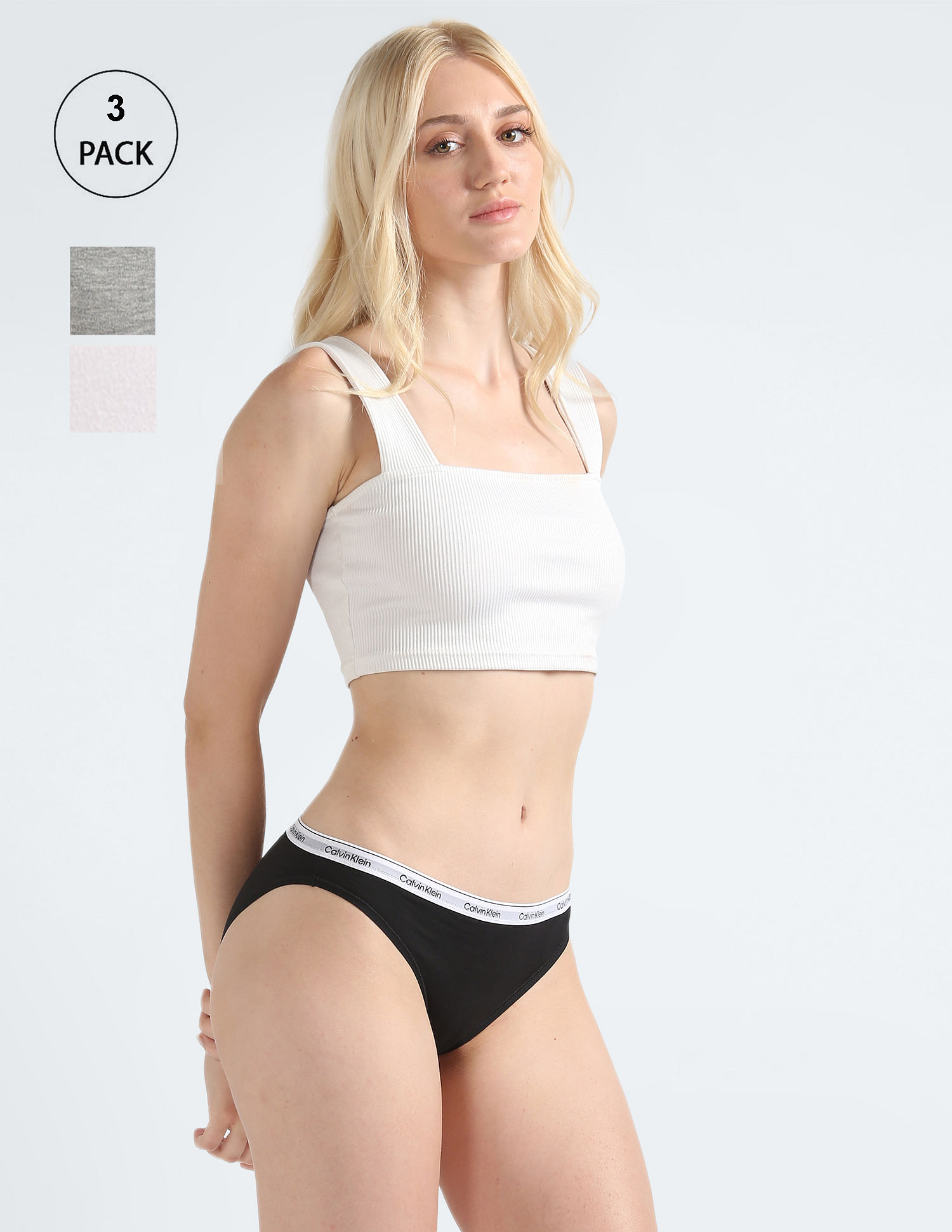 Buy Calvin Klein Underwear Brand Waist Mid Rise Bikini Panties - Pack Of 3  - NNNOW.com