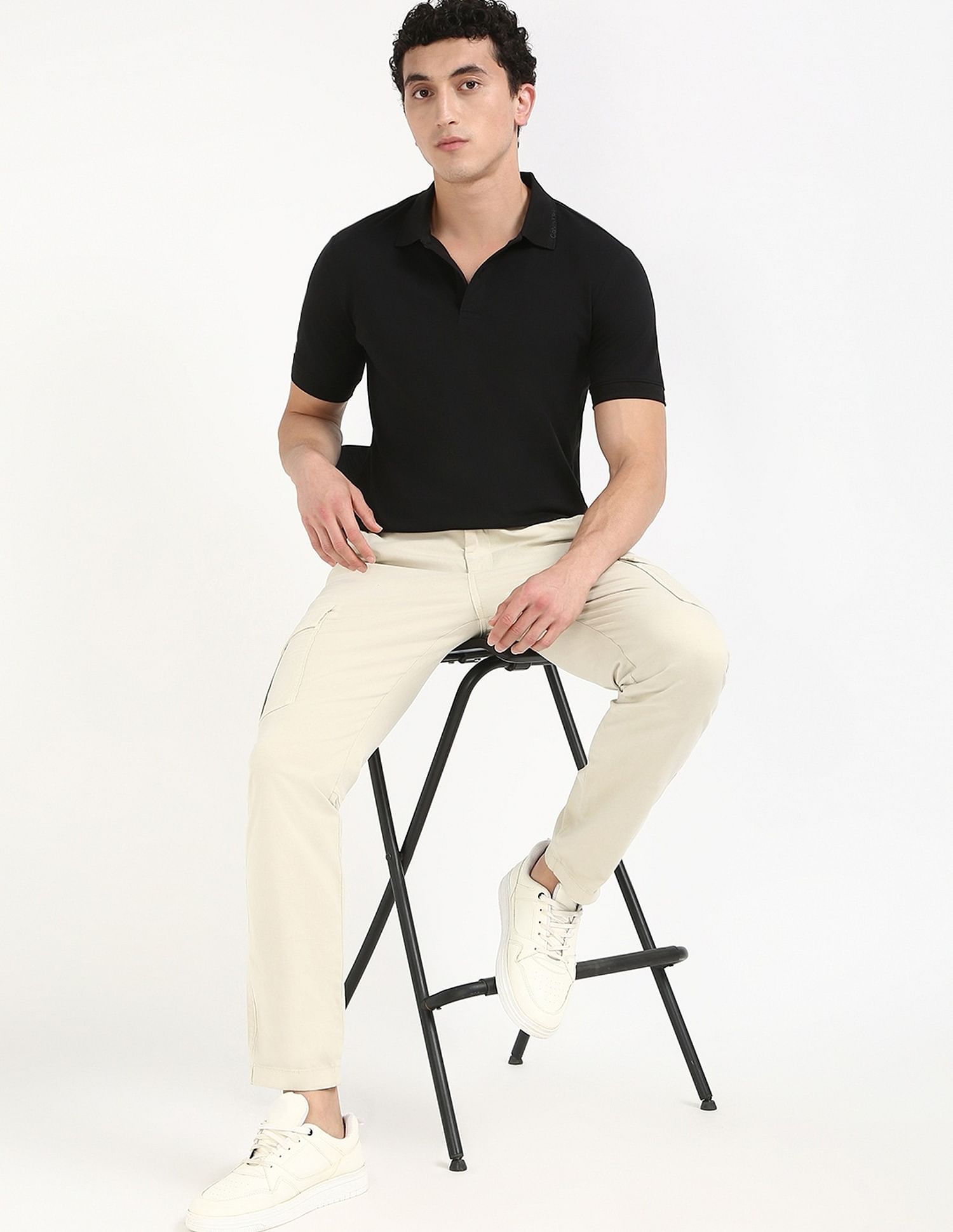 Calvin Klein Jeans Solid Slim Fit Cotton Polo Shirt