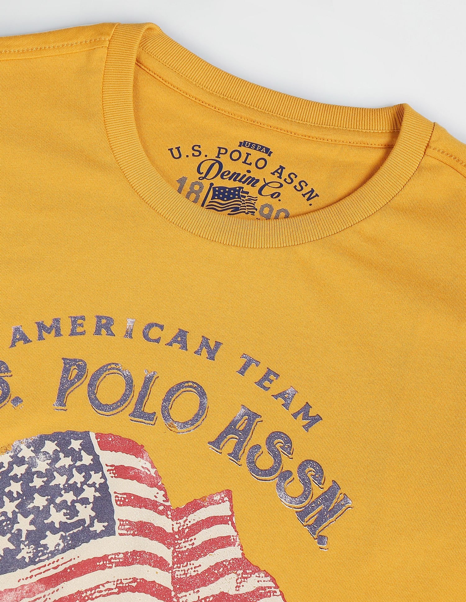 U.S. Polo Assn. Denim Co. Men Yellow Cotton Graphic Print T-Shirt