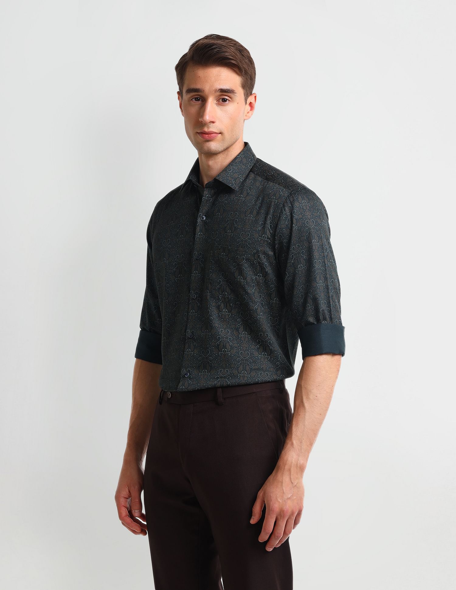 Arrow Manhattan Slim Fit All-over Print Shirt