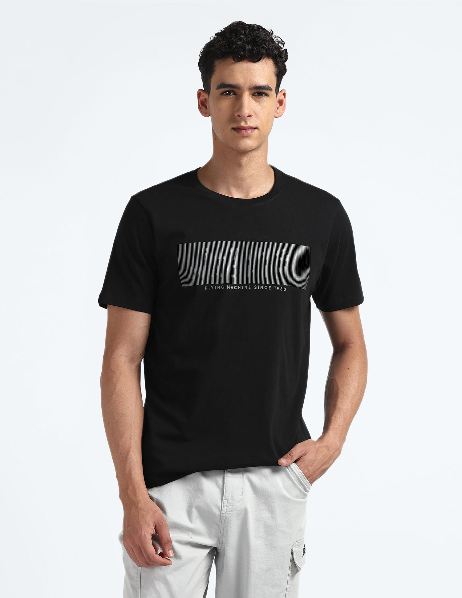 Buy Flying Machine Brand Print Regular Fit T-Shirt - NNNOW.com