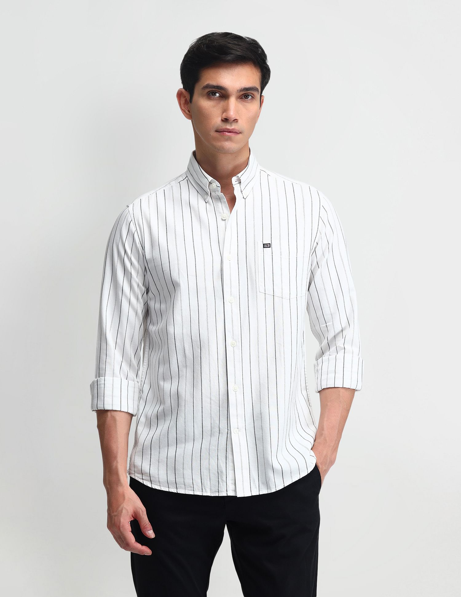 Arrow Sport Vertical Striped Slim Fit Shirt