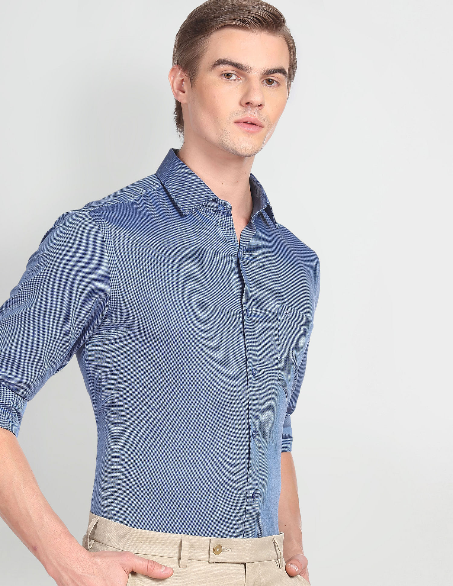 Arrow Patterned Dobby Cotton Formal Shirt