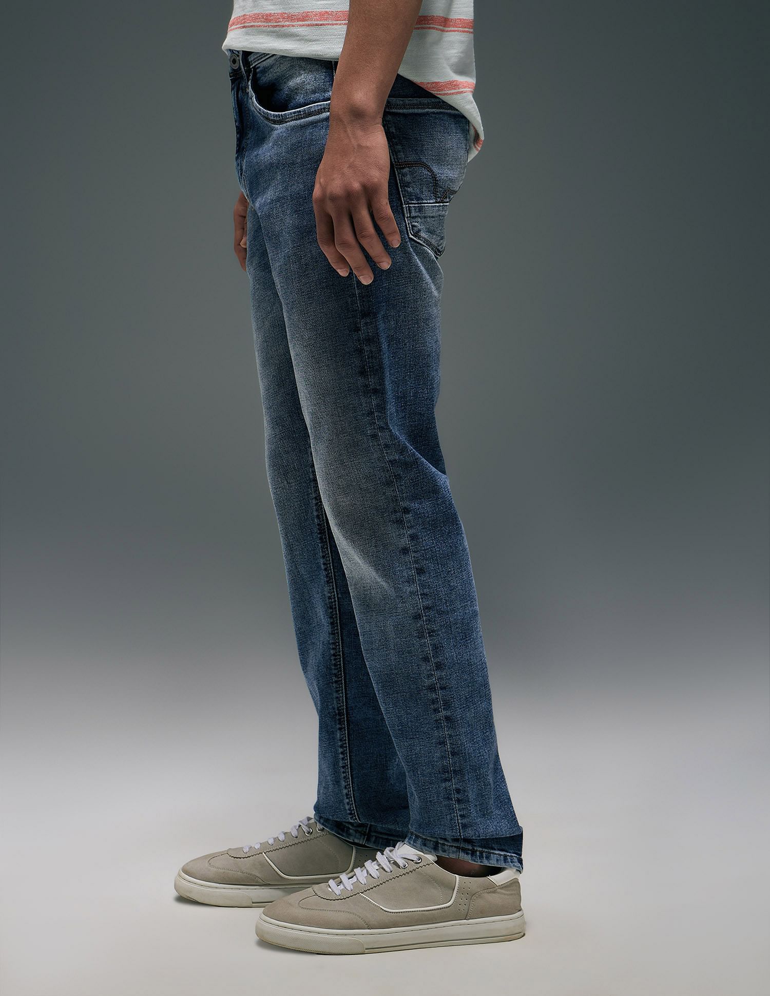 Flying Machine Slash Slim Tapered Fit Washed Jeans
