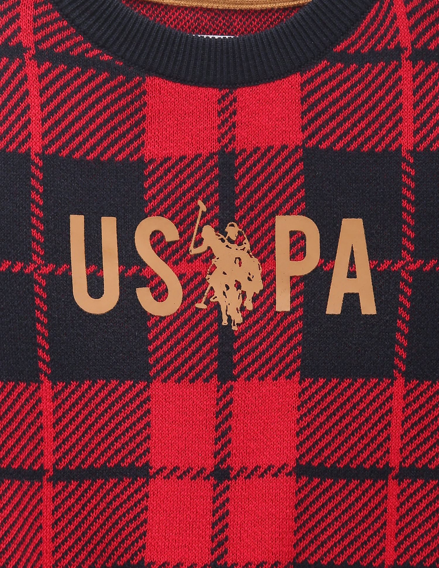 U.S. Polo Assn. Kids Boys Crew Neck Check Sweater