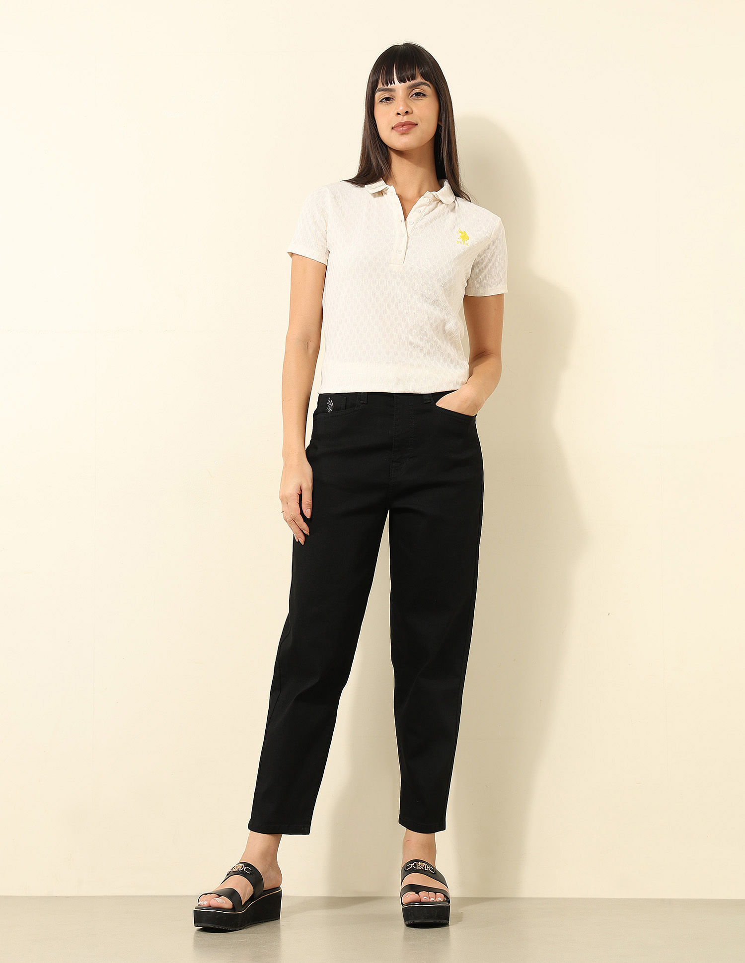 U.S. Polo Assn. Women High Rise Carrot Fit Cargo Jeans