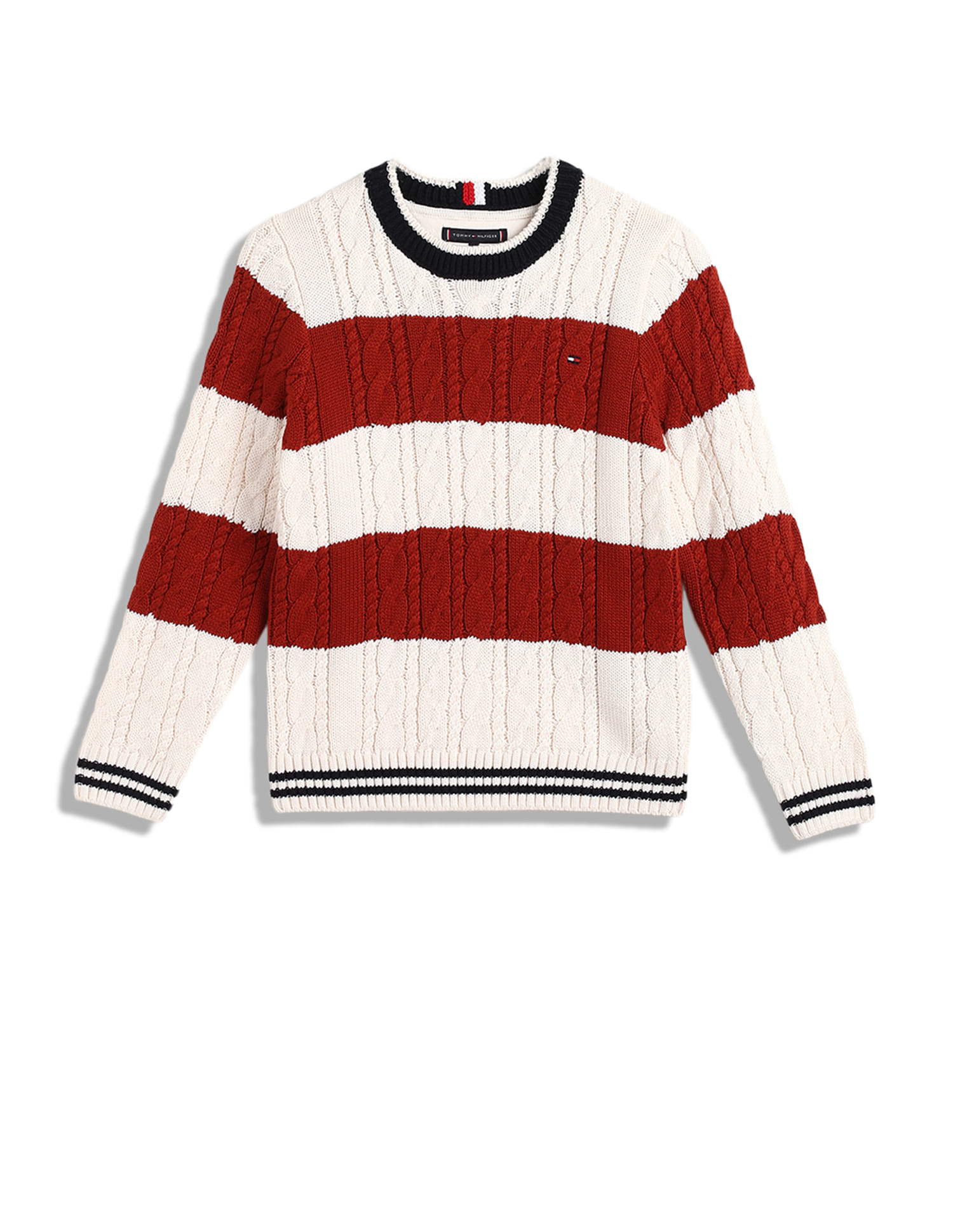 Buy Tommy Hilfiger Kids Girls Horizontal Stripe Cable Knit Sweater 