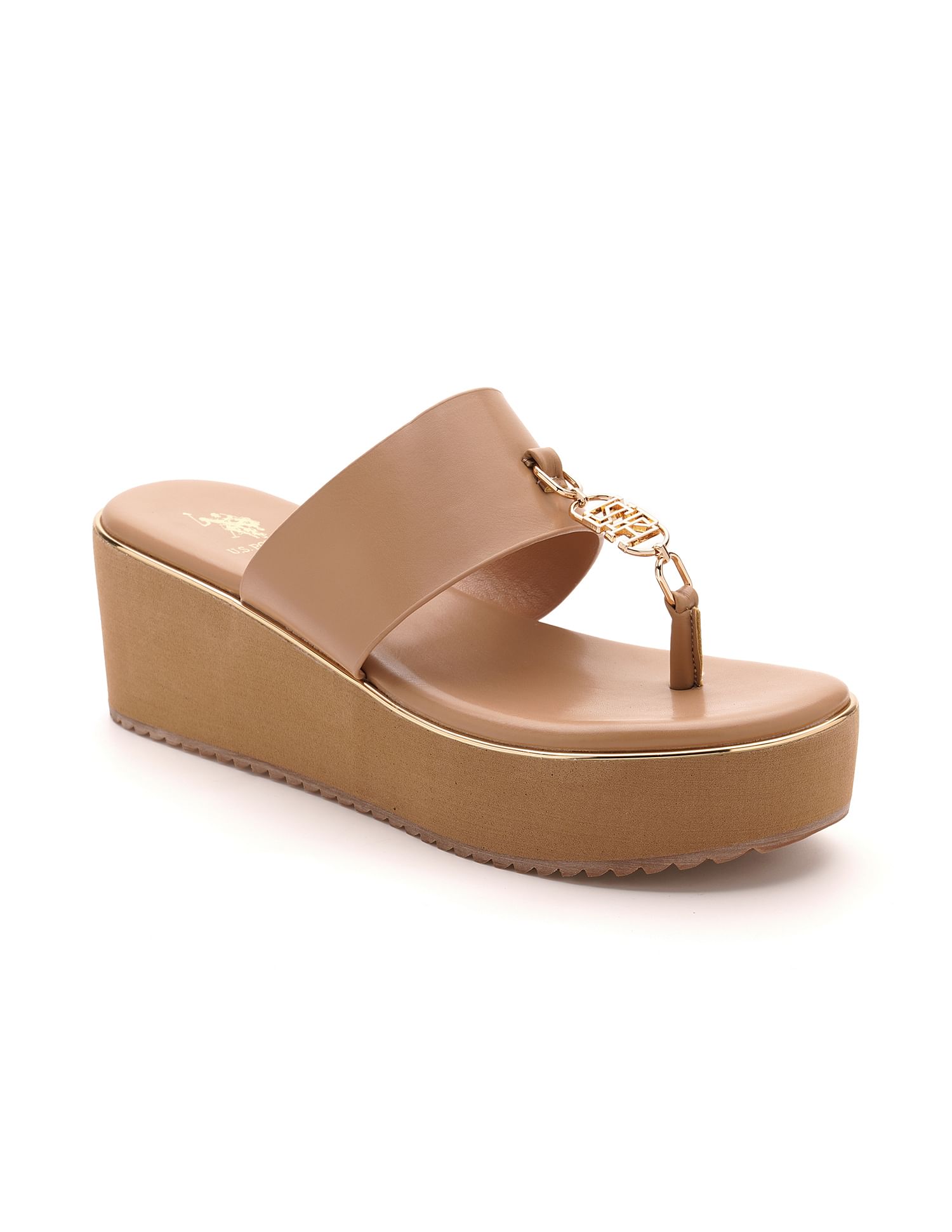 U.S. Polo Assn. Women Toe Separator Alessia Wedge Sandals