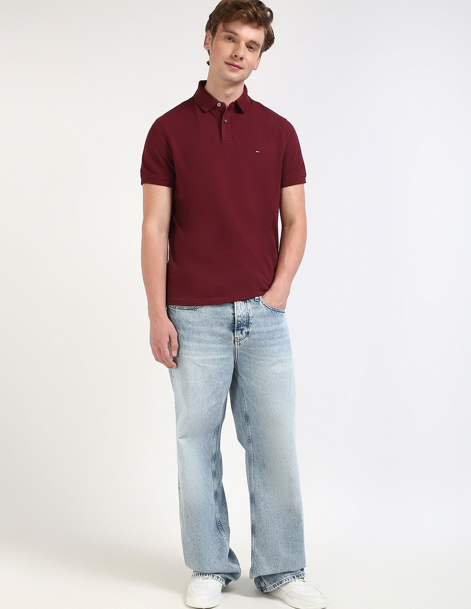 Tommy Hilfiger Solid Regular-Fit Cotton Polo T-Shirt