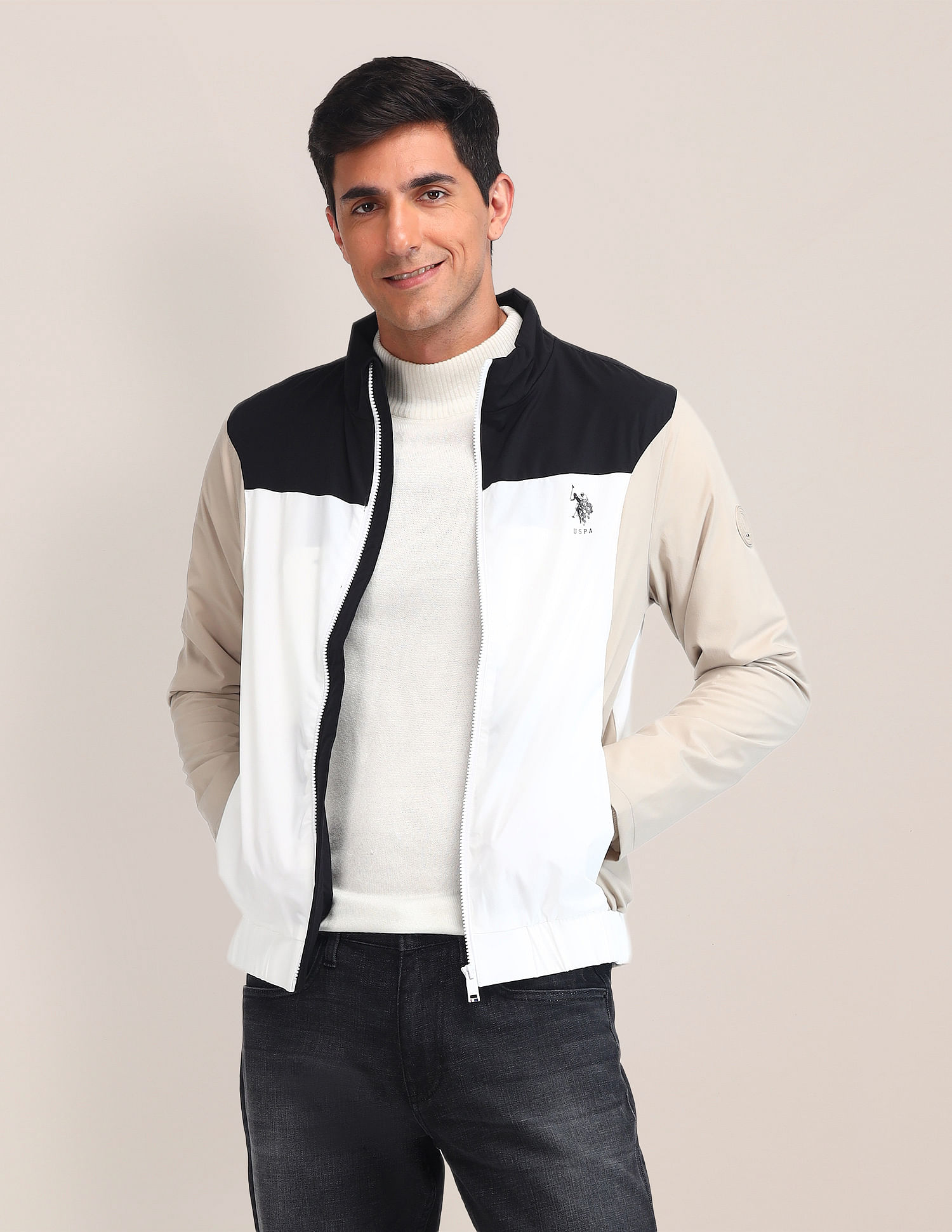 U.S. Polo Assn. Colour Blocked Regular Fit Jacket