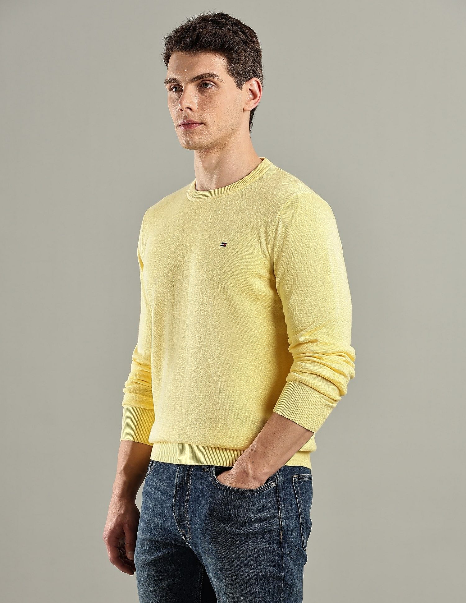 Tommy Hilfiger Solid Regular-Fit Cotton Sweater
