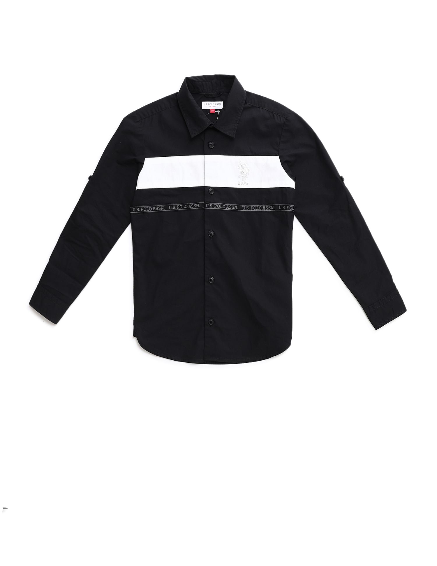 U.S. Polo Assn. Kids Boys Regular Fit Colour Blocked Shirt