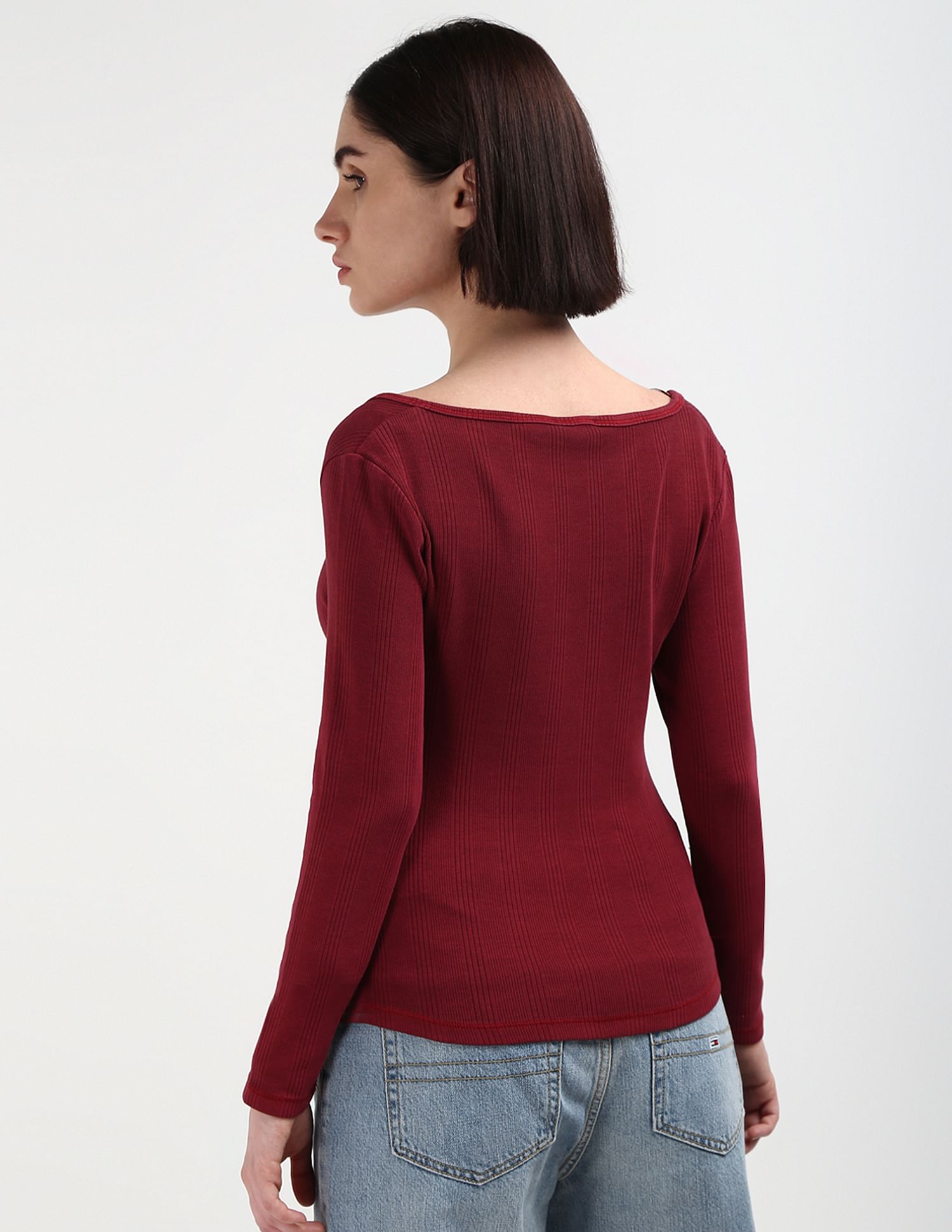 Buy Tommy Hilfiger Slim Neckline Detail Long Sleeve T Shirt NNNOW